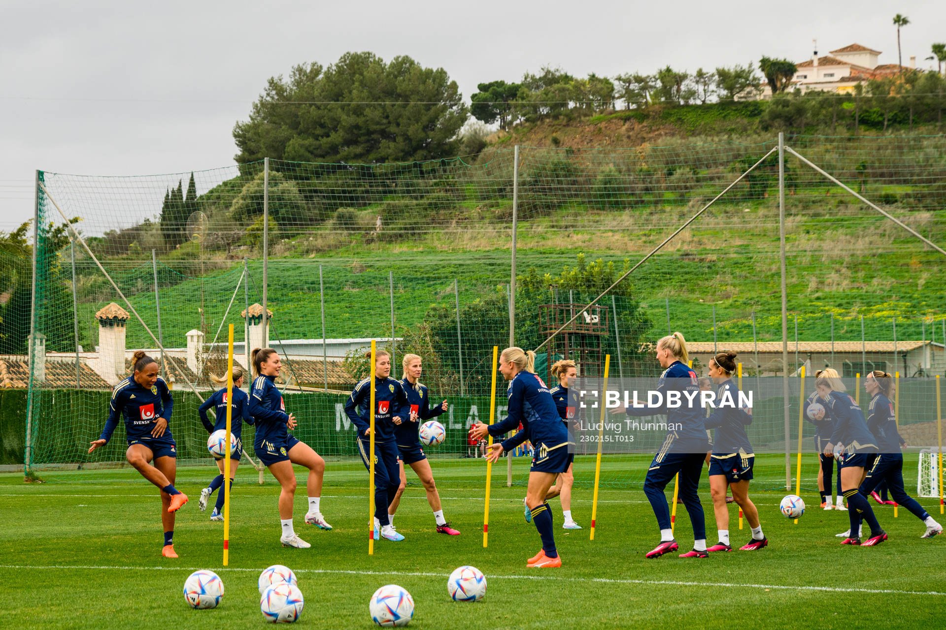 Players of the Swedish women's national football team warm
