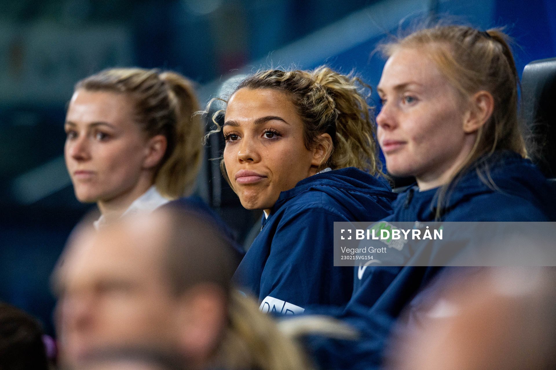 Celin Bizet Ildhusøy of Norway looks on from the bench during the international friendly football match between Uruguay and Norway on February 15, 2023 in Angers.