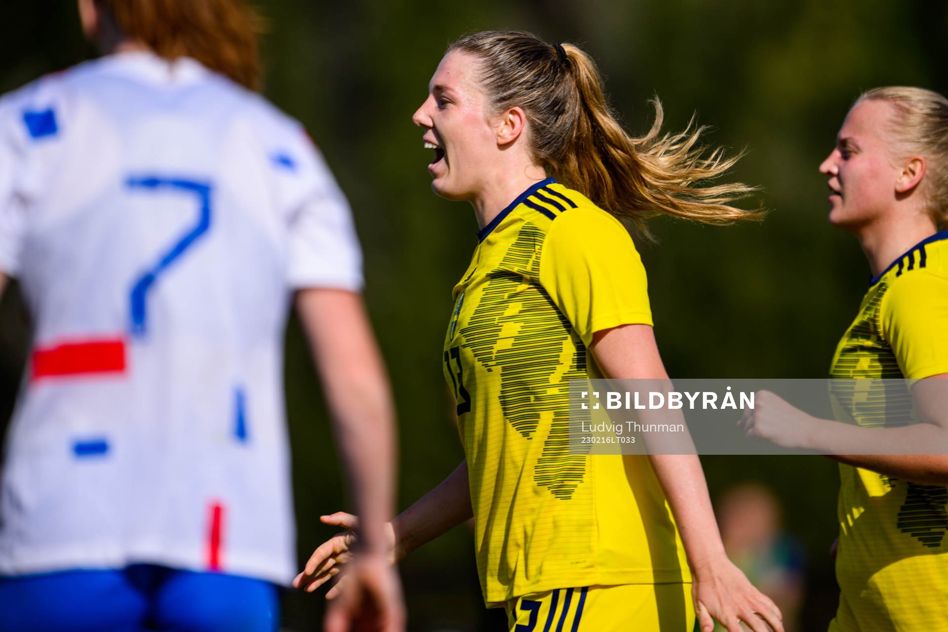 Emma Westin of Sweden celebrates during the under-23 international friendly football match between Sweden and Netherlands on February 16, 2023 in Marbella.