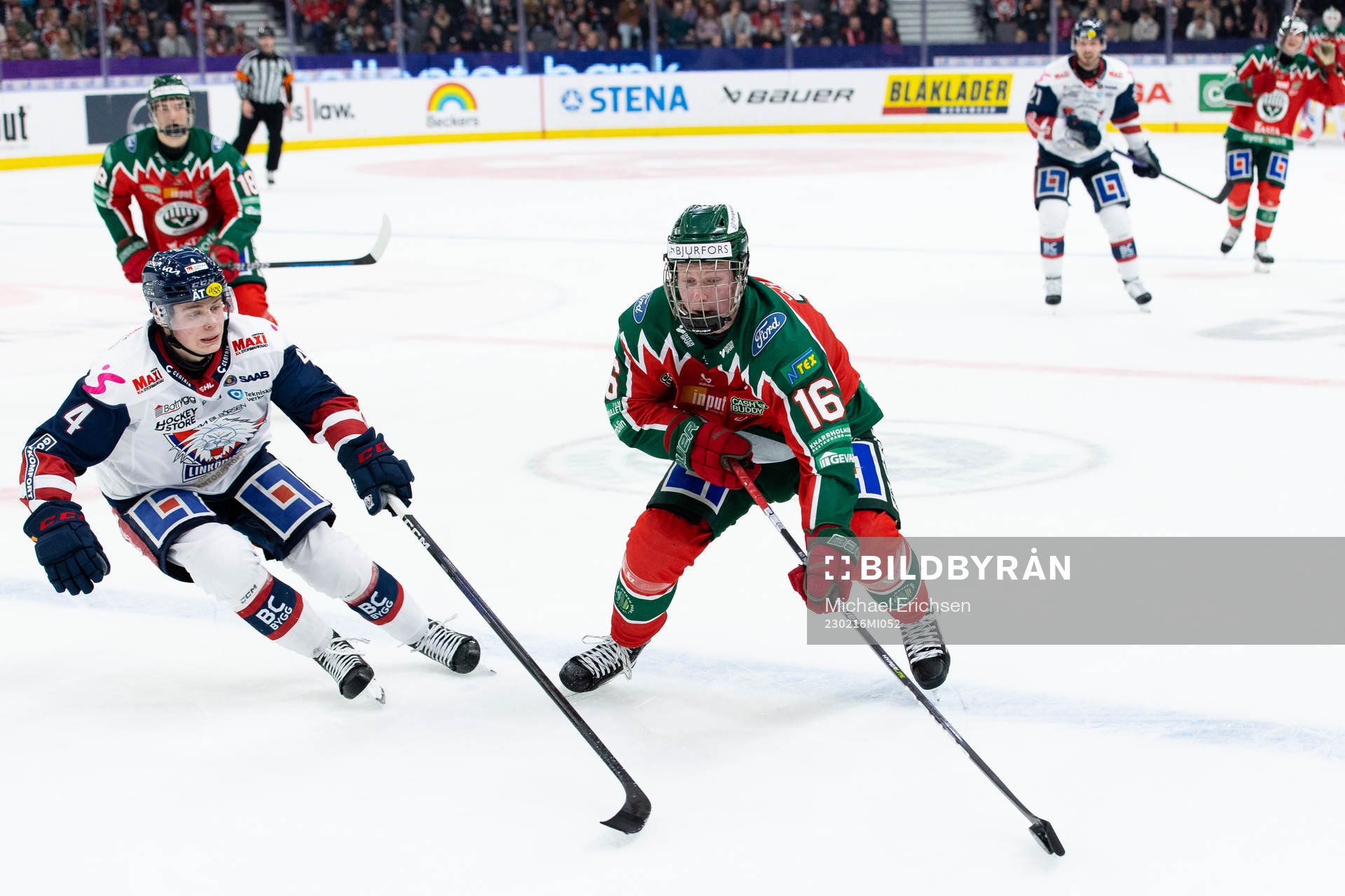 Linköpings Mattias Hävelid och Frölundas Otto Stenberg