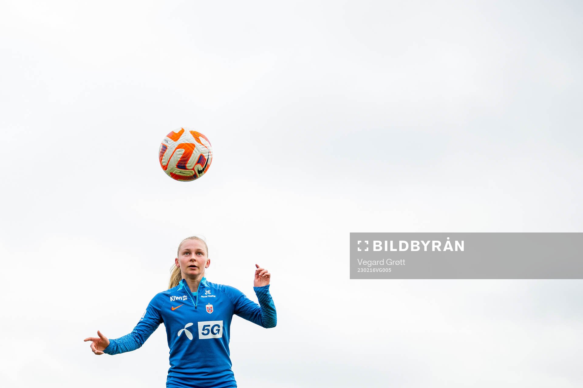 Emilie Marie Joramo of the Norwegian women's national football team during a training session on February 16, 2023 in Angers. 