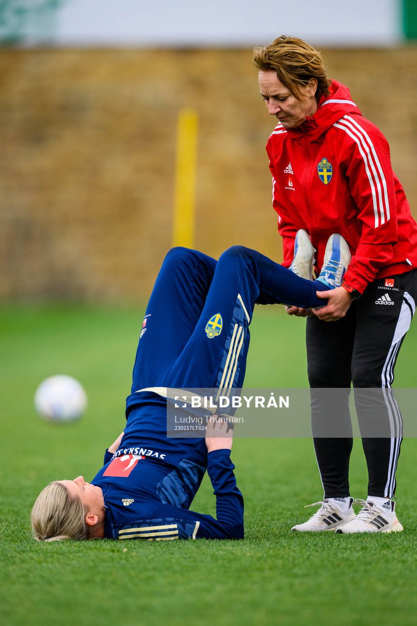 Olivia Schough and physiotherapist Annica Näsmark of the
