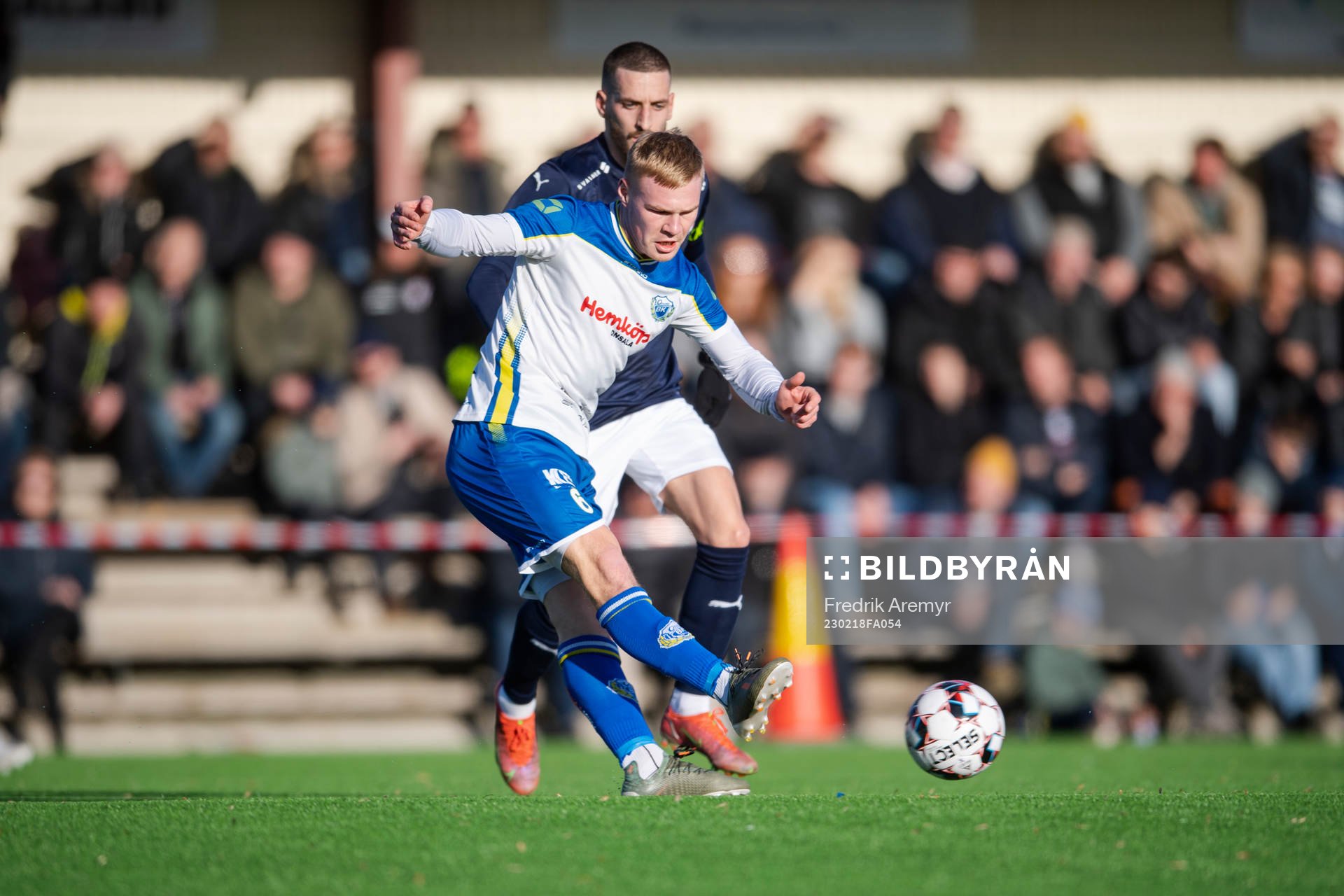 Onsalas Felix Hellberg under matchen i Svenska Cupen mellan Onsala och Helsingborg den 18 februari 2023 i Onsala. 