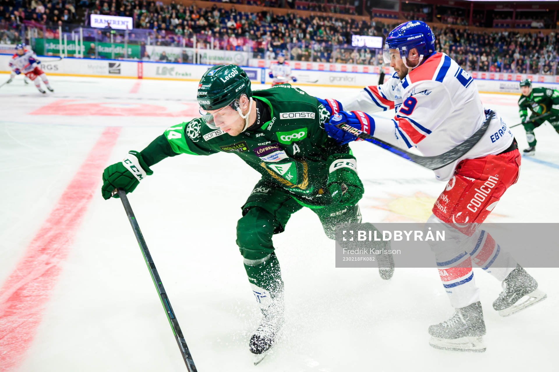 Färjestads Victor Ejdsell och Oskarshamns Ahti Oksanen