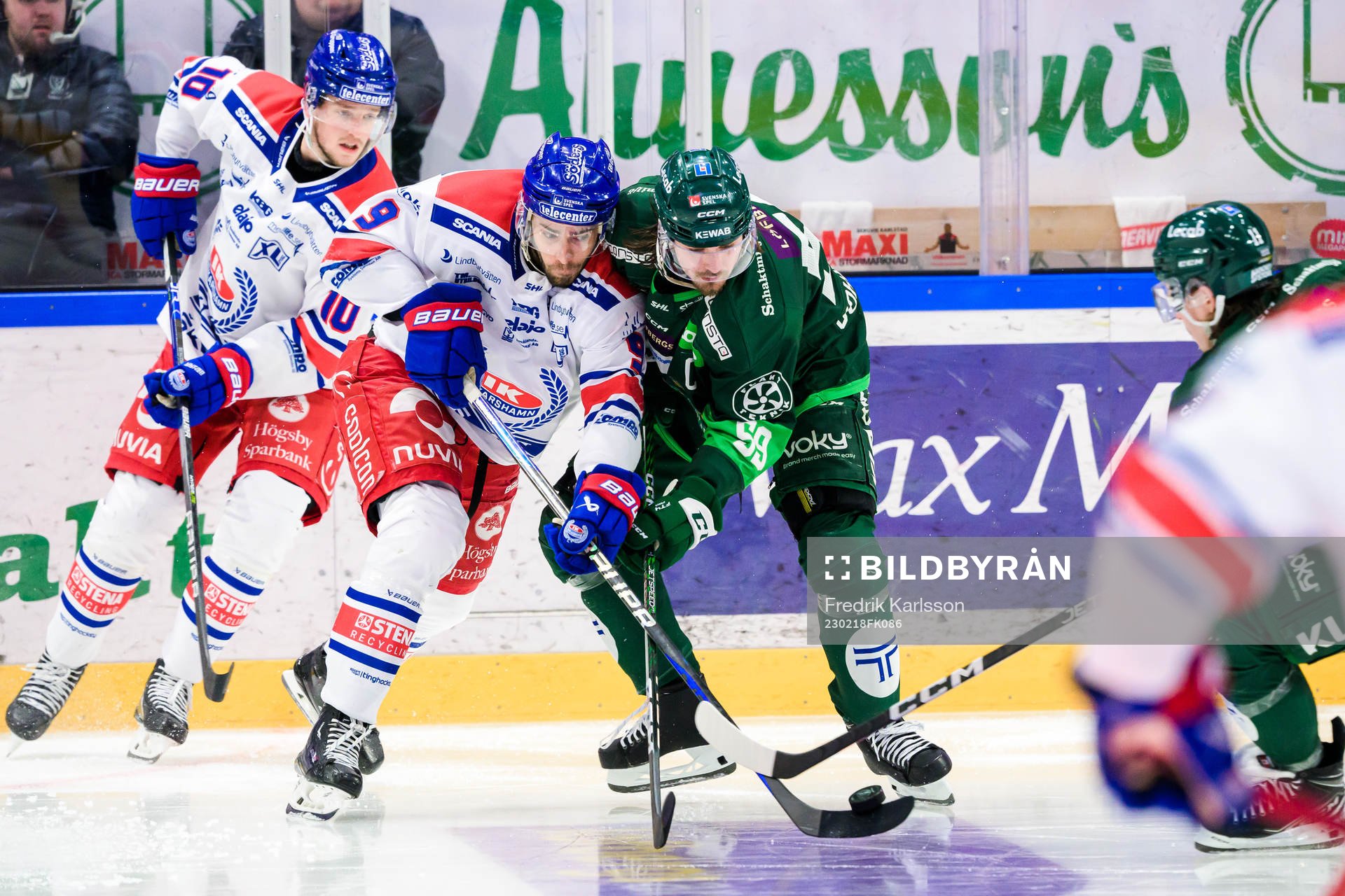 Oskarshamns Ahti Oksanen och Färjestads Linus Johansson
