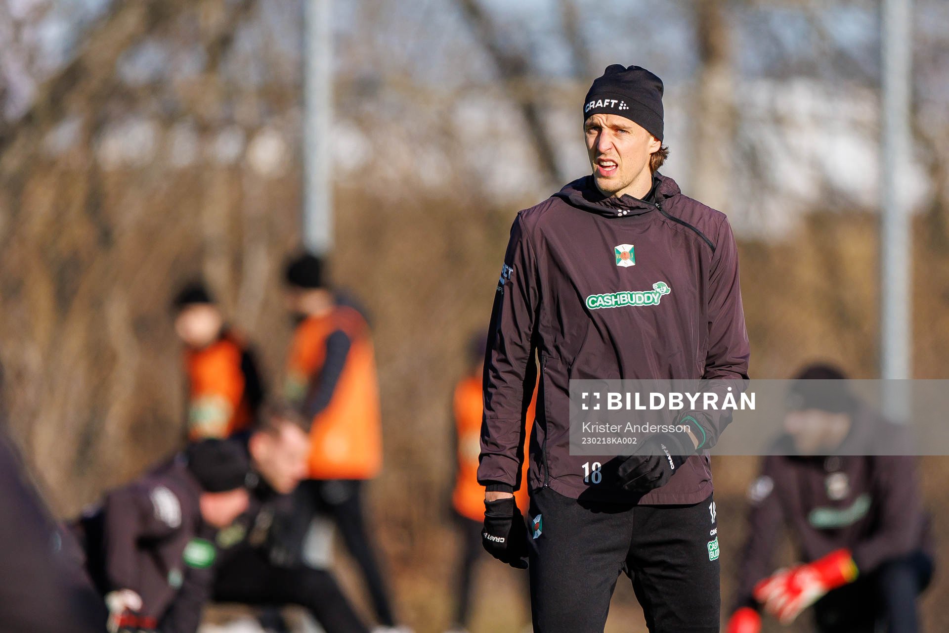 Varbergs Joakim Lindner före fotbollsmatchen i Svenska