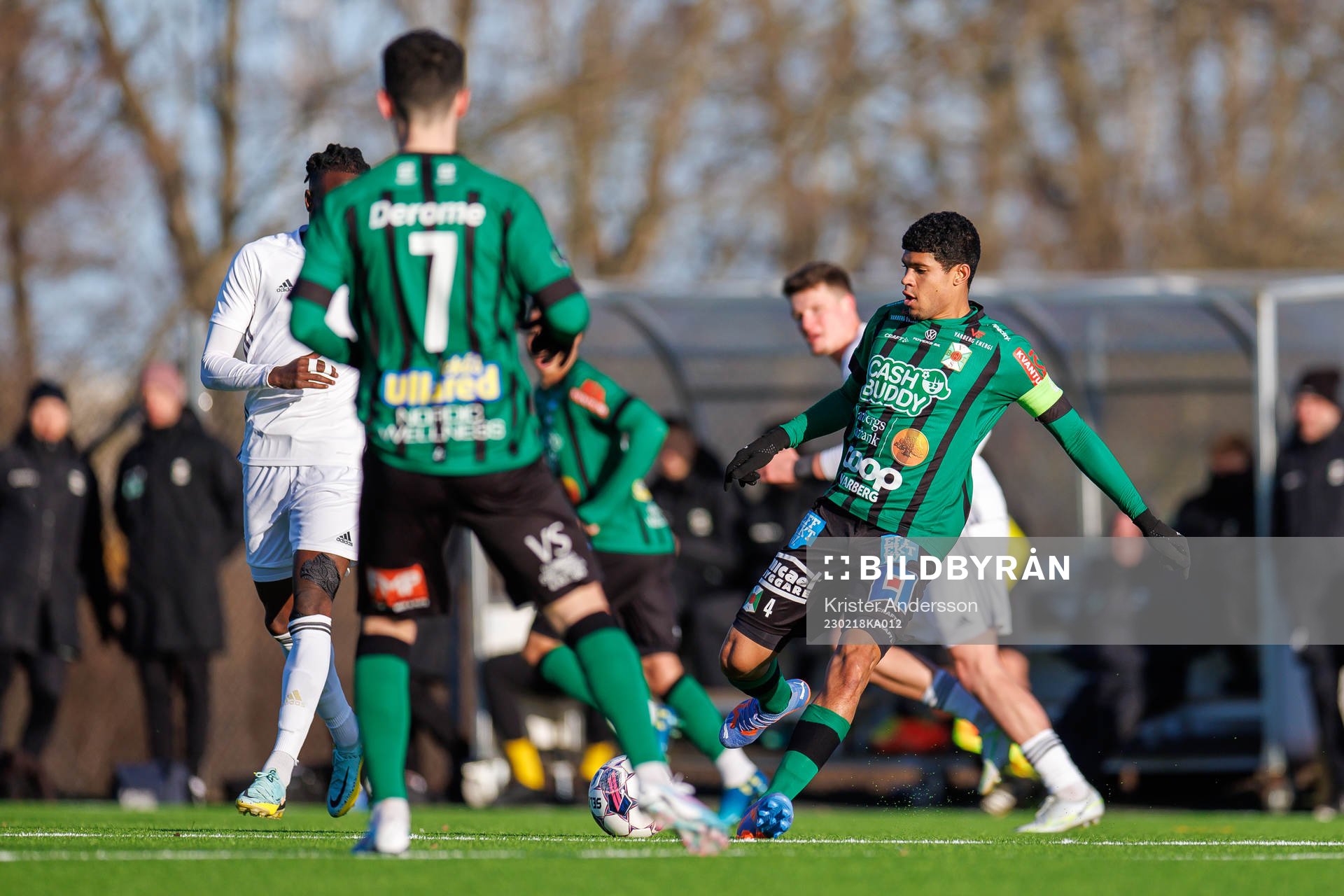 Varbergs Luke Le Roux under fotbollsmatchen i Svenska Cupen mellan Varberg och Östersund den 18 februari 2023 i Varberg. 