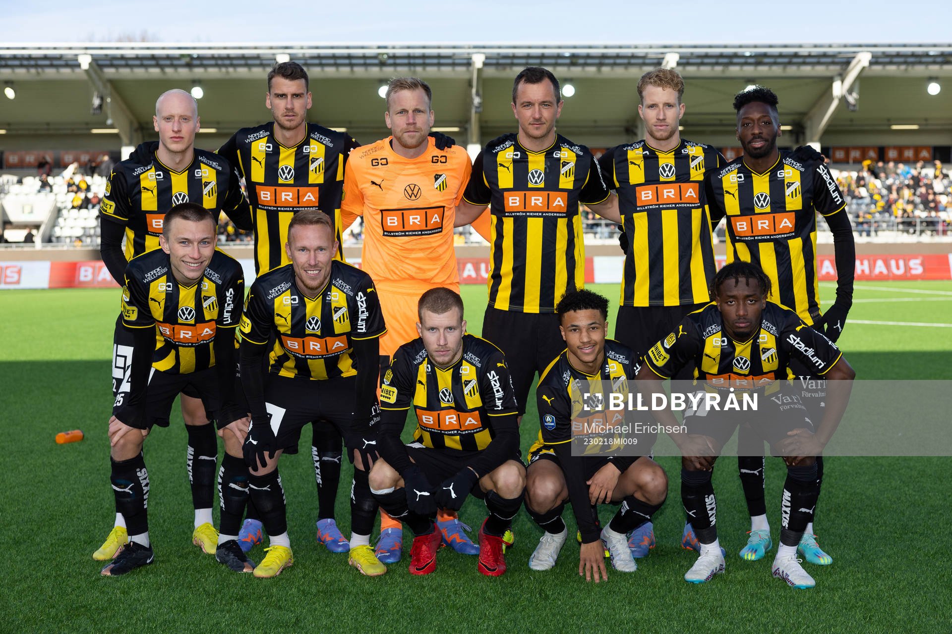 Häckens startelva innan fotbollsmatchen i Svenska Cupen mellan Häcken och Jönköpings Södra den 18 februari 2023 i Göteborg. 