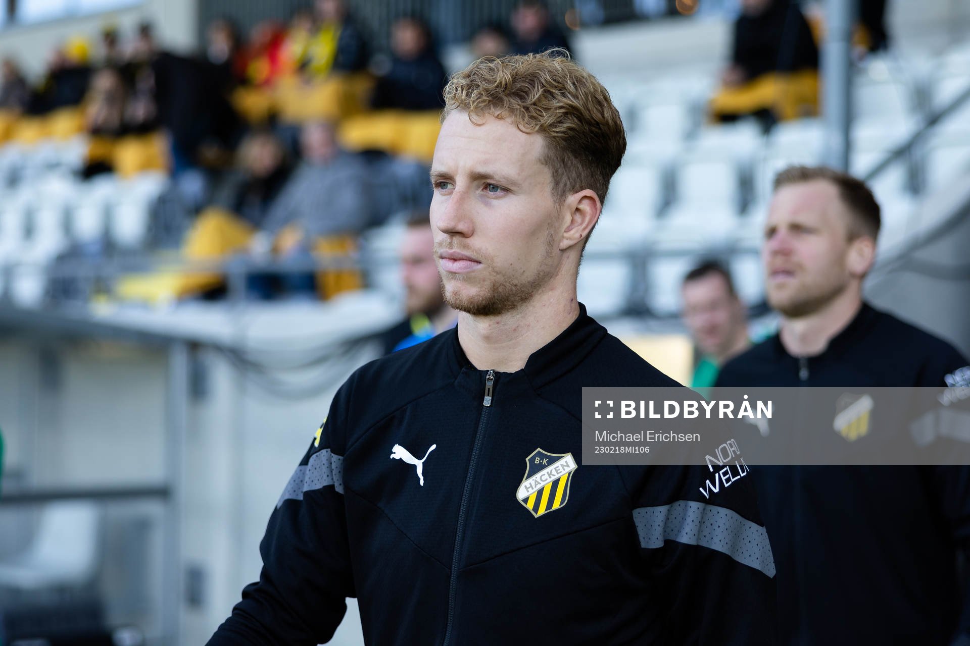 Häckens Samuel Gustafson innan fotbollsmatchen i Svenska
