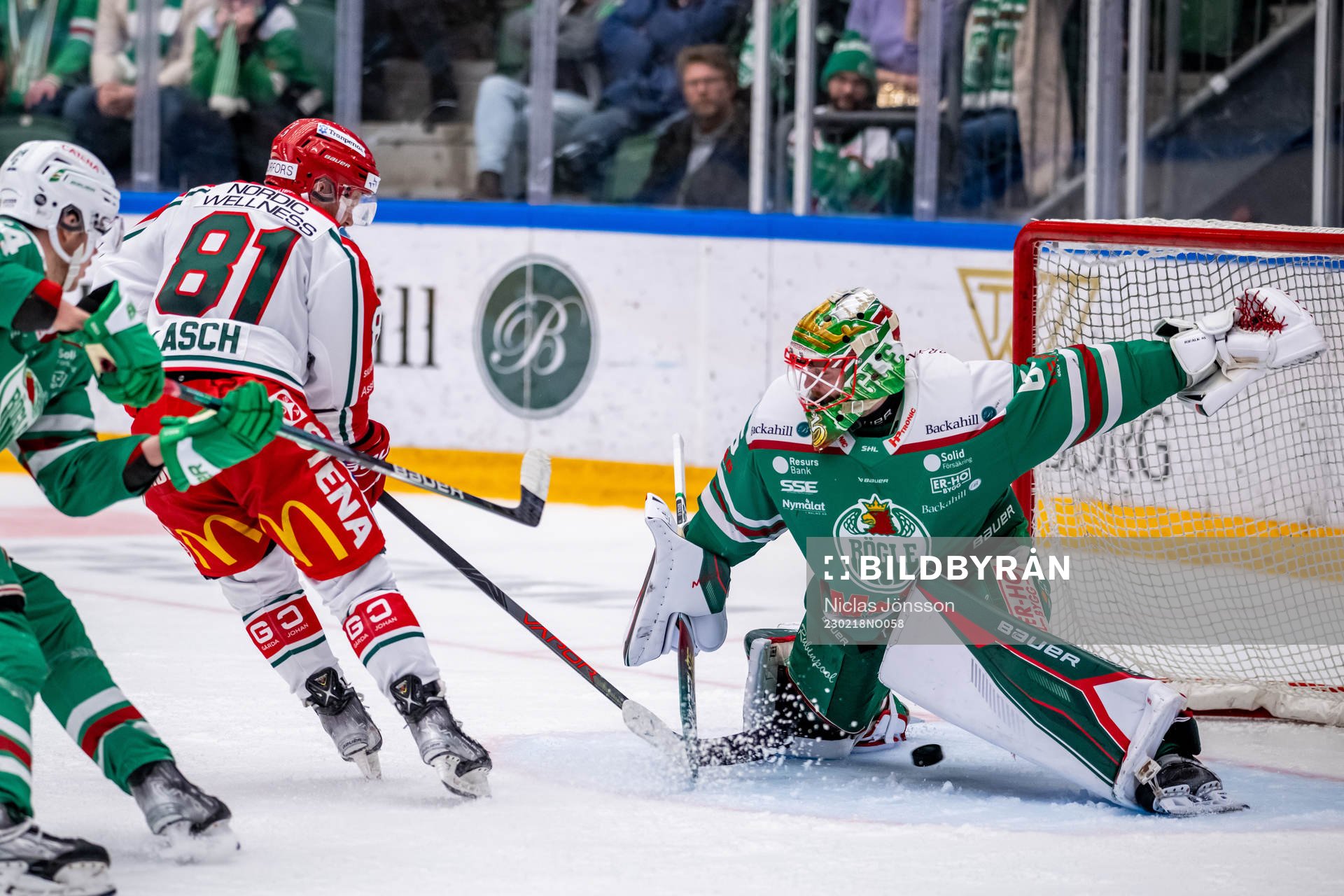 Frölundas Ryan Lasch gör 6-7 på Rögles målvakt