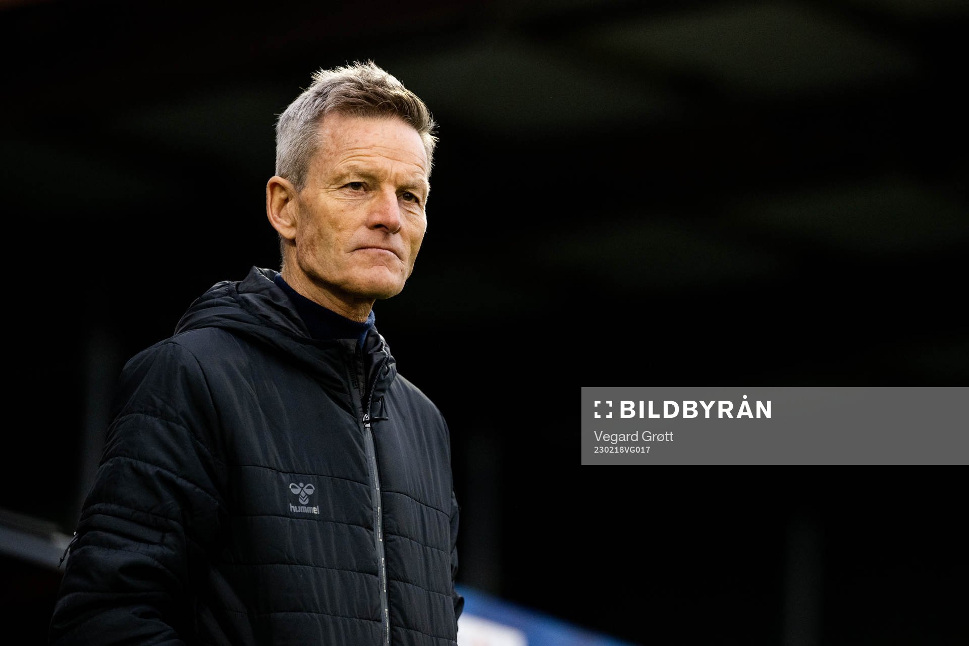 Lars Søndergaard, head coach of Denmark, during warm-up ahead of the international friendly football match between Denmark and Norway on February 18, 2023 in Laval. 