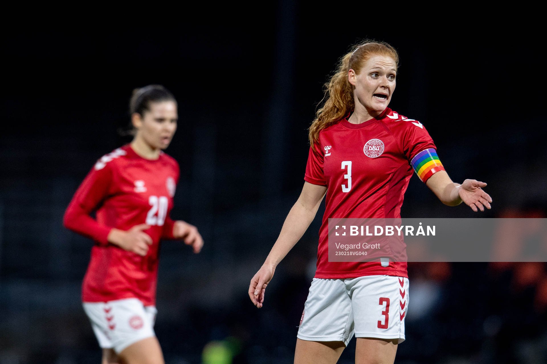 Stine Ballisager Pedersen of Denmark during the international friendly football match between Denmark and Norway on February 18, 2023 in Laval.