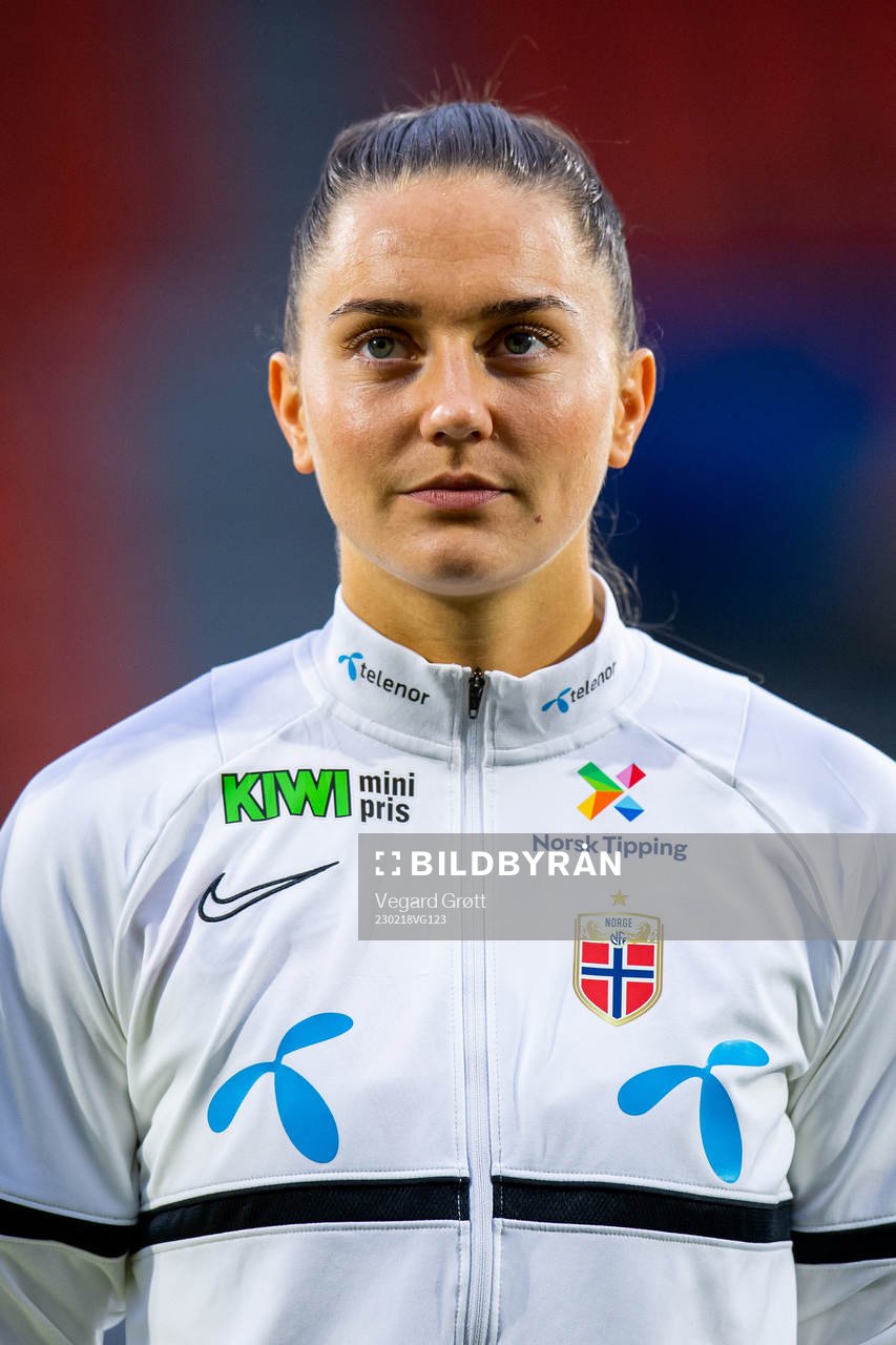 Vilde Bøe Risa of Norway ahead of the international friendly football match between Denmark and Norway on February 18, 2023 in Laval.