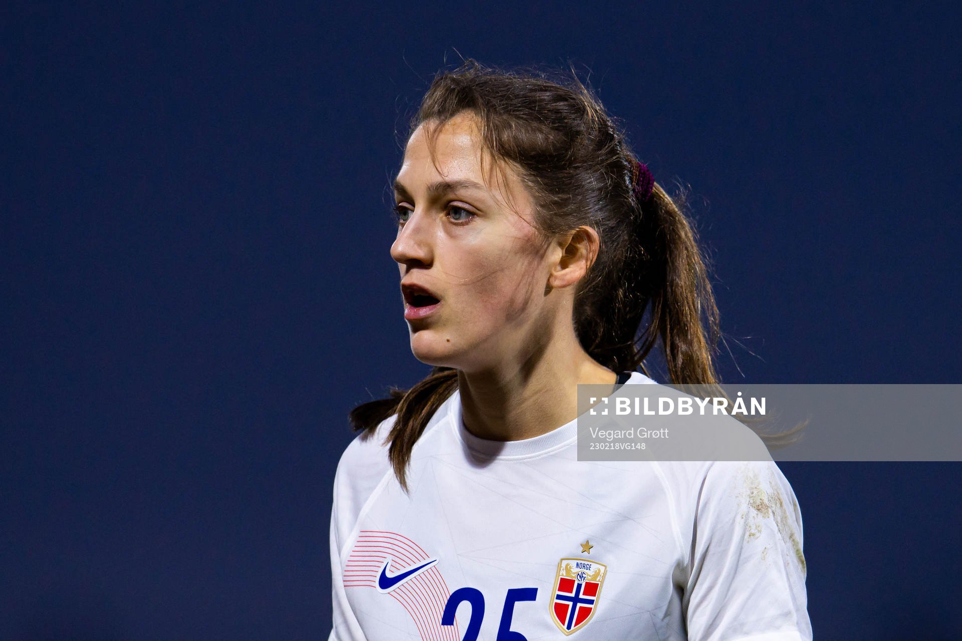 Emma Stølen Godø of Norway during the international friendly football match between Denmark and Norway on February 18, 2023 in Laval.