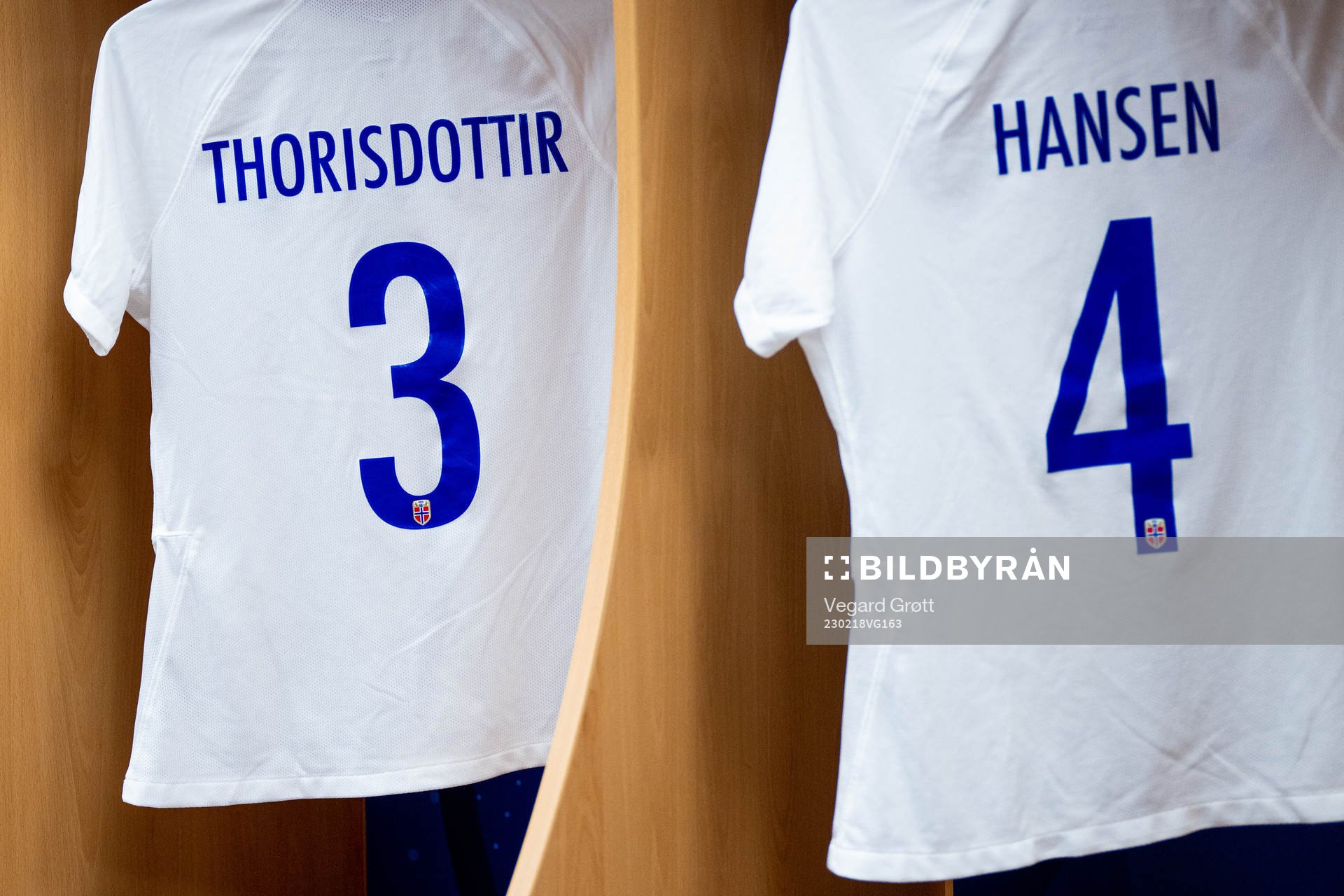 The kits of Maria Thorisdottir and Tuva Hansen of Norway in
