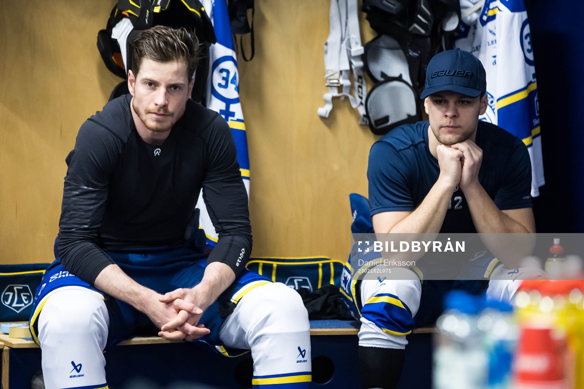 Leksands Peter Cehlarik och Jesper Kandergård innan