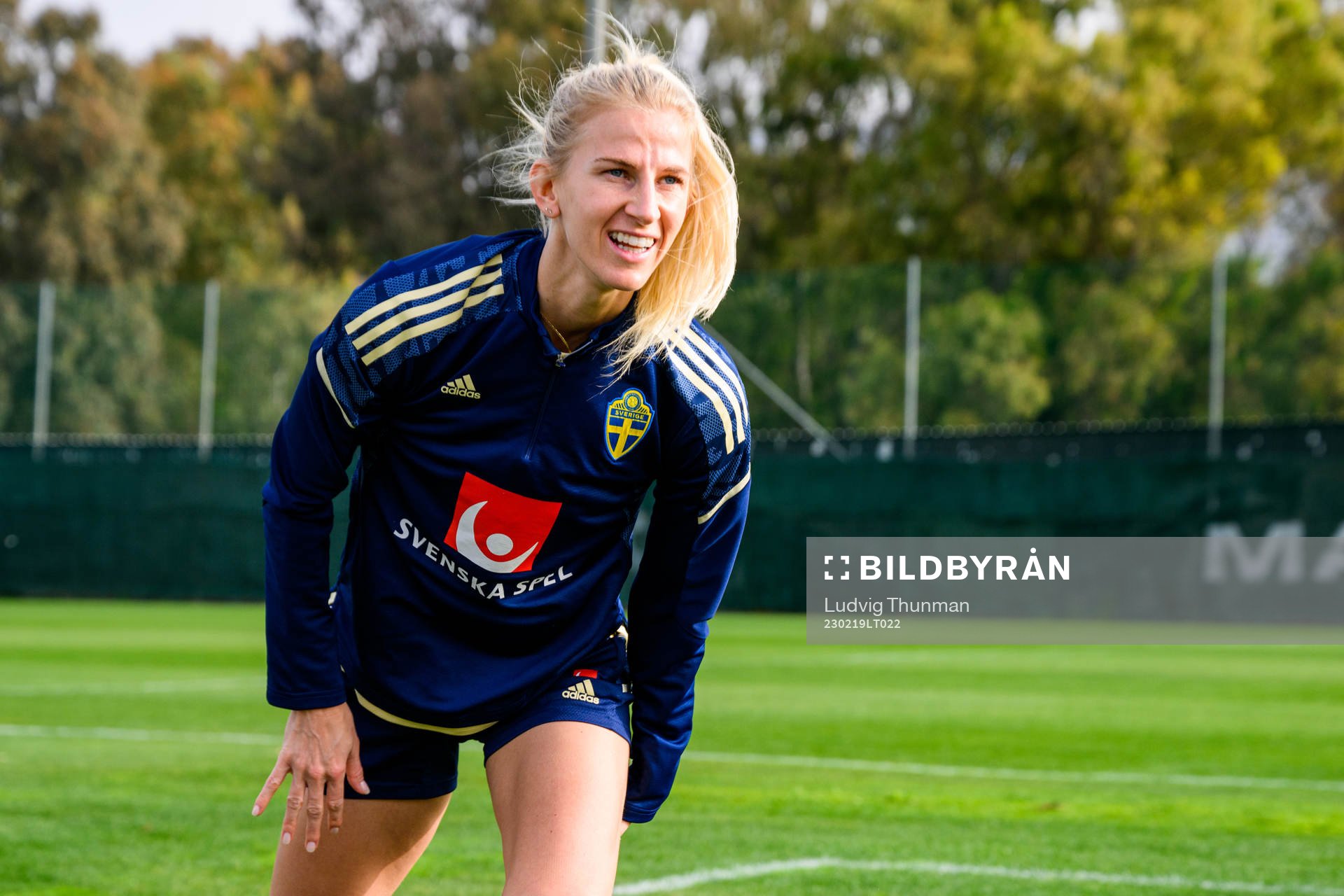 Sofia Jakobsson during a training session with the women's national football team of Sweden on February 19, 2023 in Marbella. 