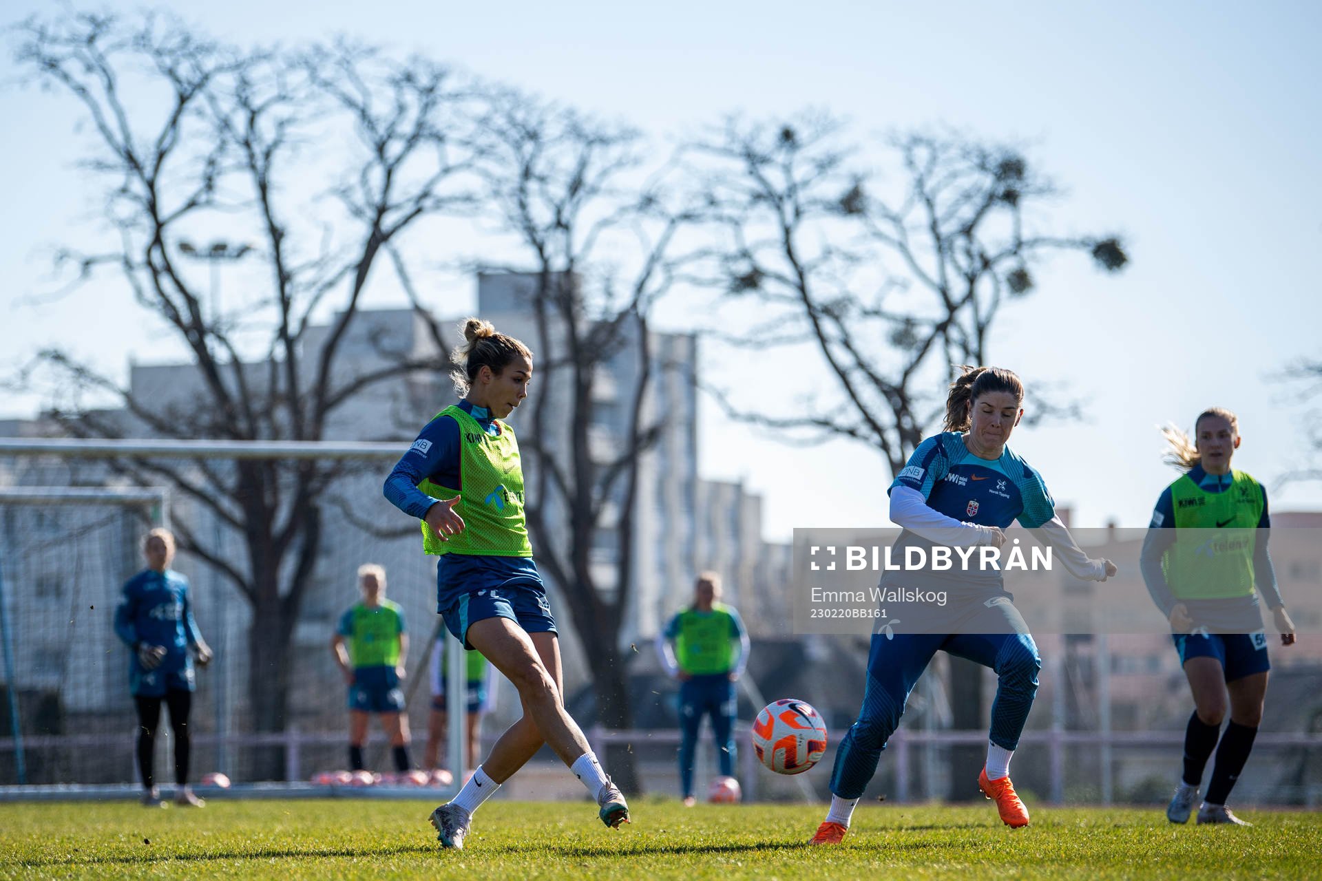 Celin Bizet Ildhusøy and Maren Mjelde of Norway during a training session on February 20, 2023 in Angers. 