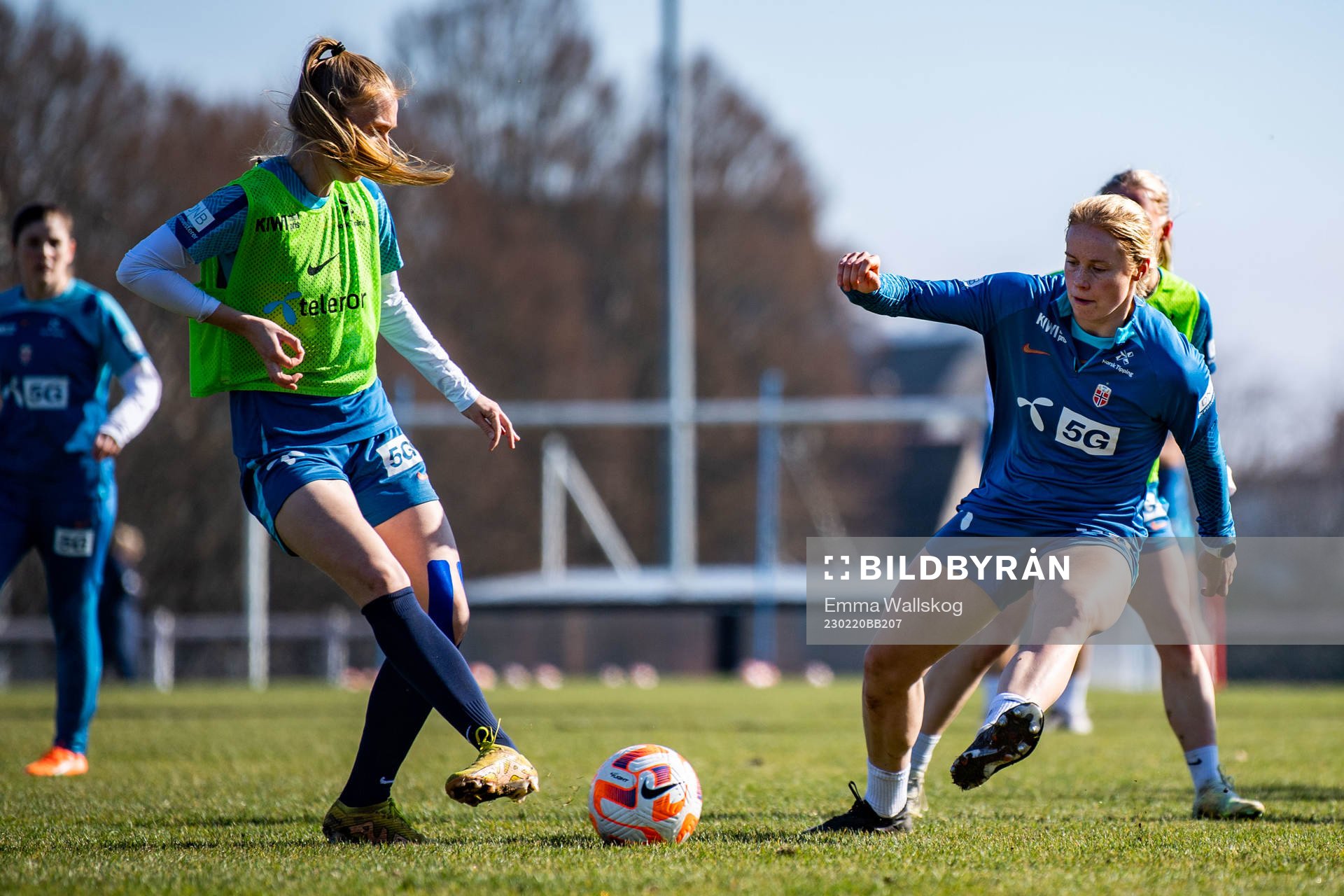 Malin Brenn and Julie Blakstad of Norway during a training session on February 20, 2023 in Angers. 