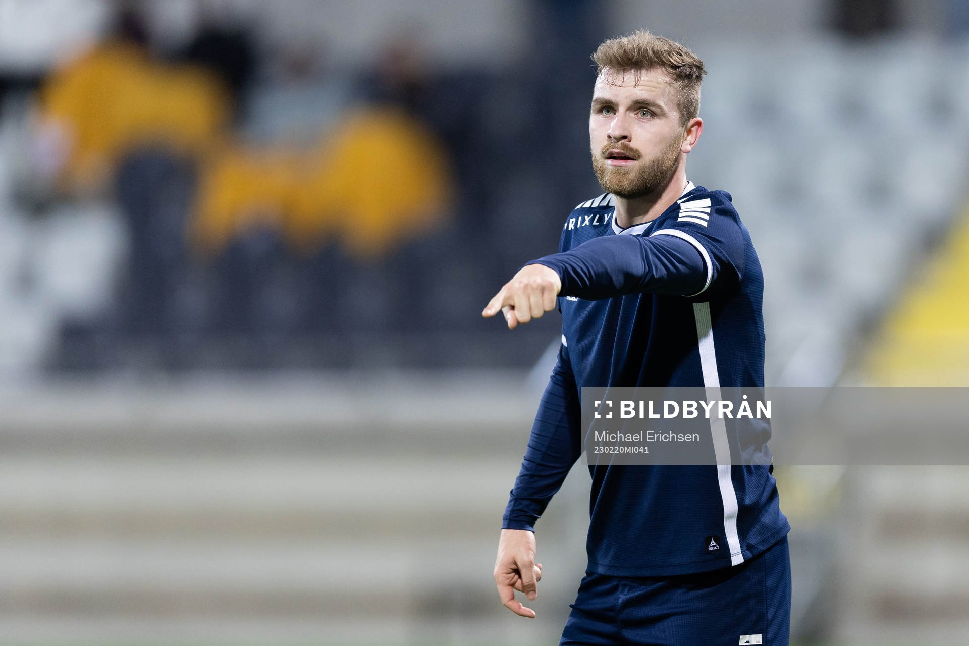 Utsiktens Erik Gunnarsson under fotbollsmatchen i Svenska Cupen mellan IFK Göteborg och Utsikten den 20 februari 2023 i Göteborg.
