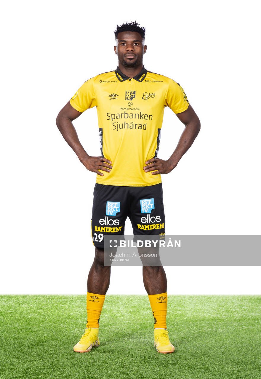 Elfsborgs Buhari Ibrahim 1 poserar för ett porträtt den 21 februari 2023 i Borås.