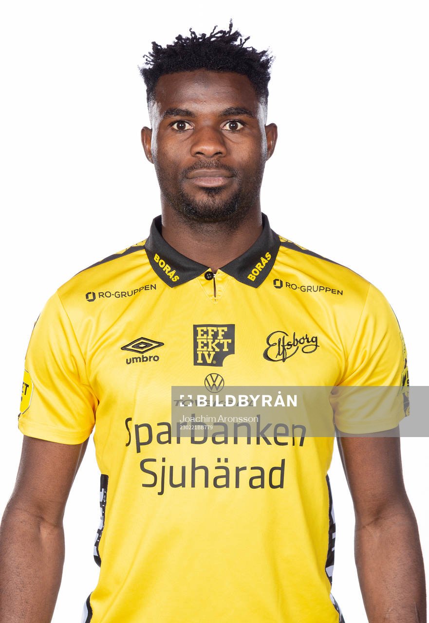 Elfsborgs Buhari Ibrahim poserar för ett porträtt den 21 februari 2023 i Borås.