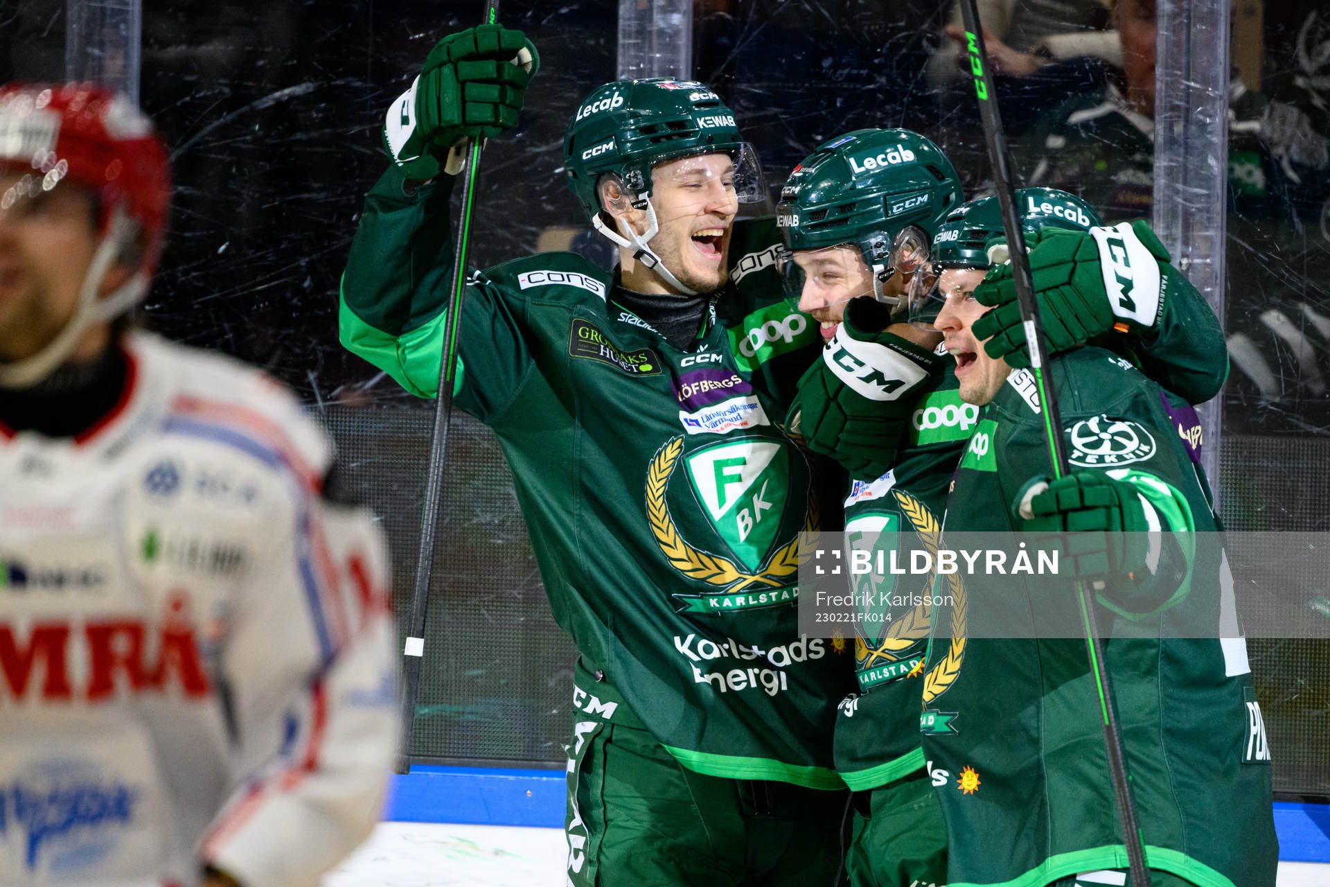 Färjestads Eric Engstrand, Marcus Westfält och Ville