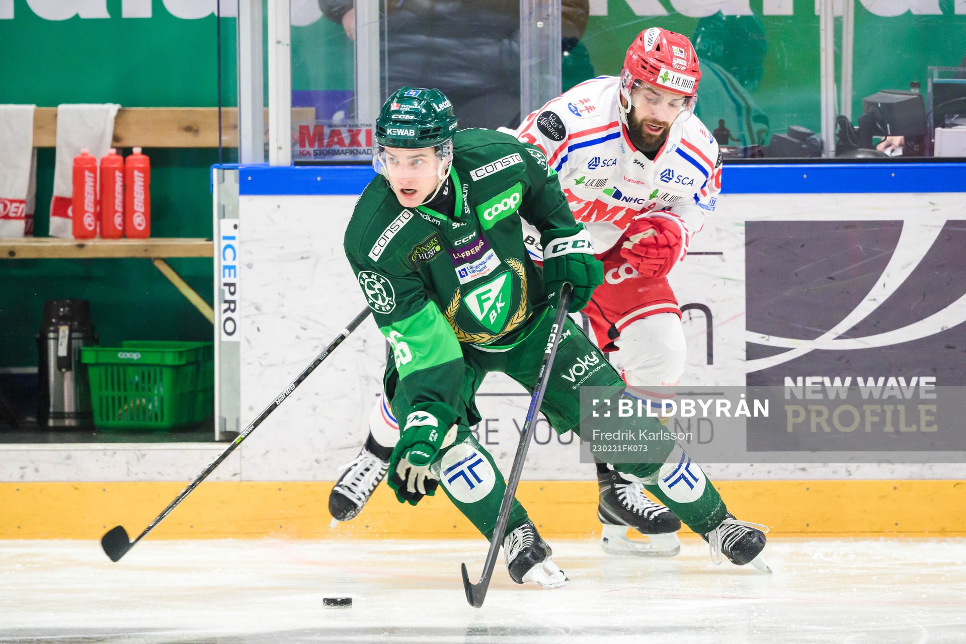 Färjestads Joel Nyström och Timrås Robin Hanzl