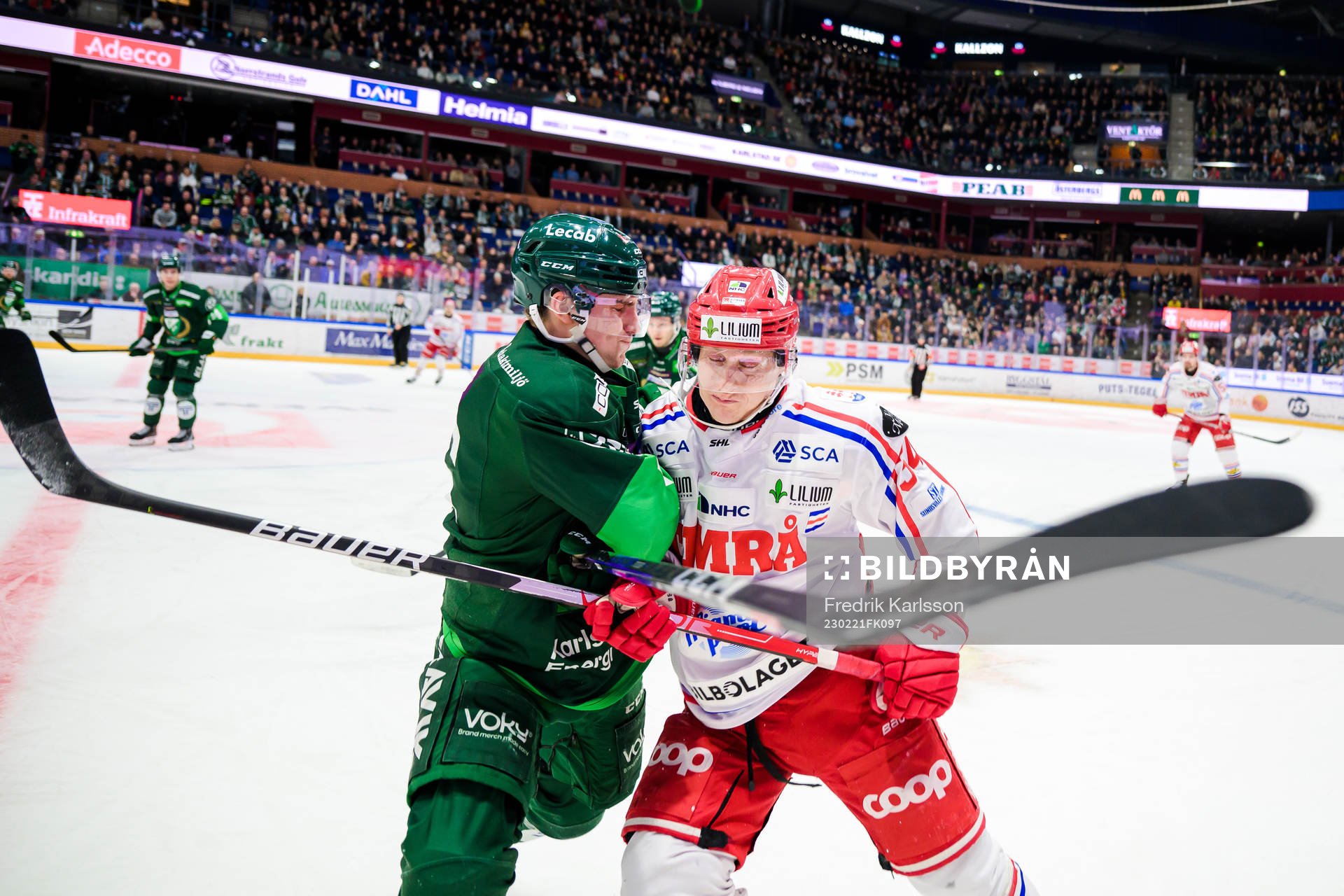 Färjestads Joel Nyström och Timrås Olli Palola