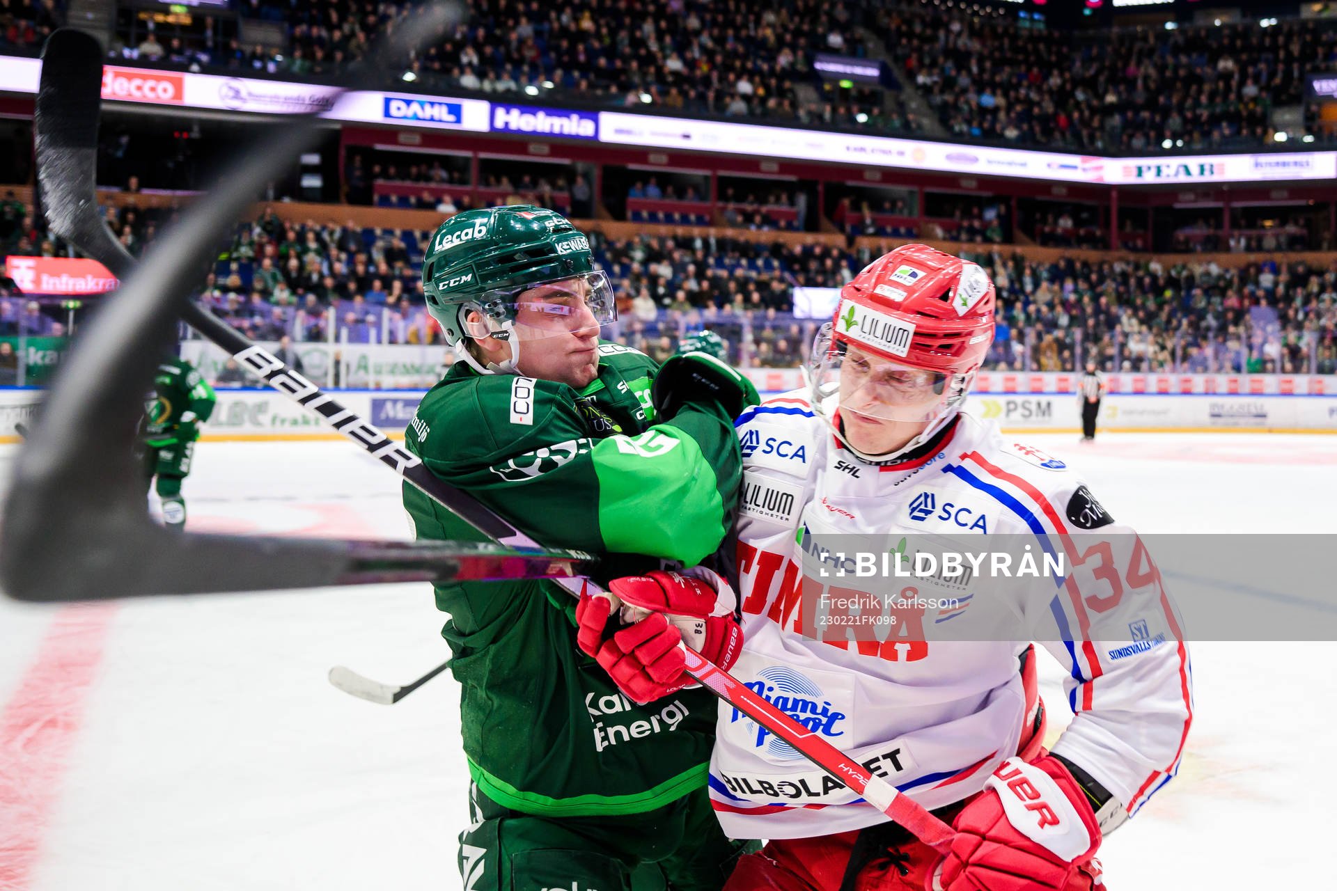 Färjestads Joel Nyström och Timrås Olli Palola