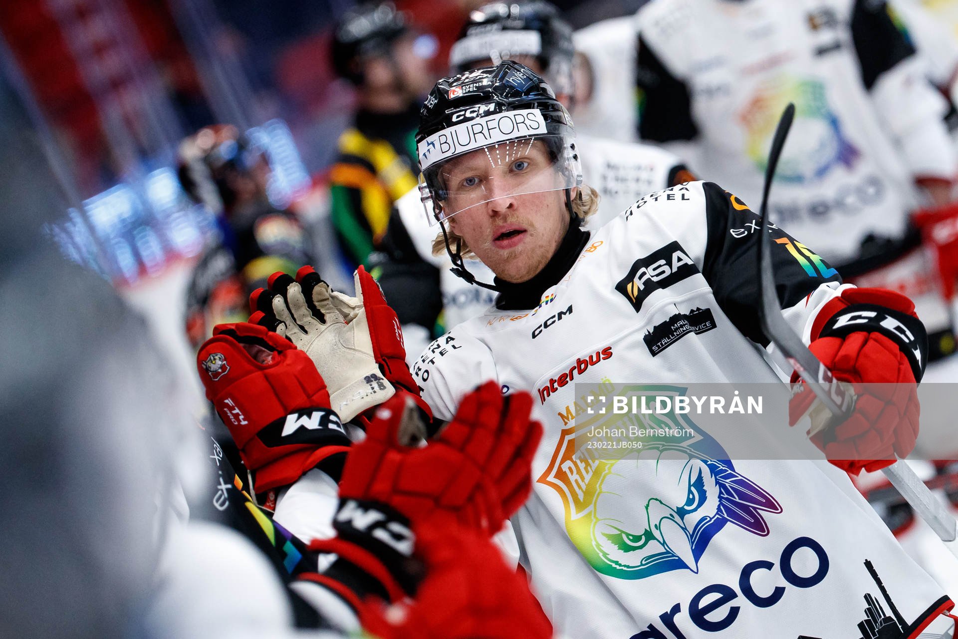 Malmö Redhawks Marcus Sylvegård jublar