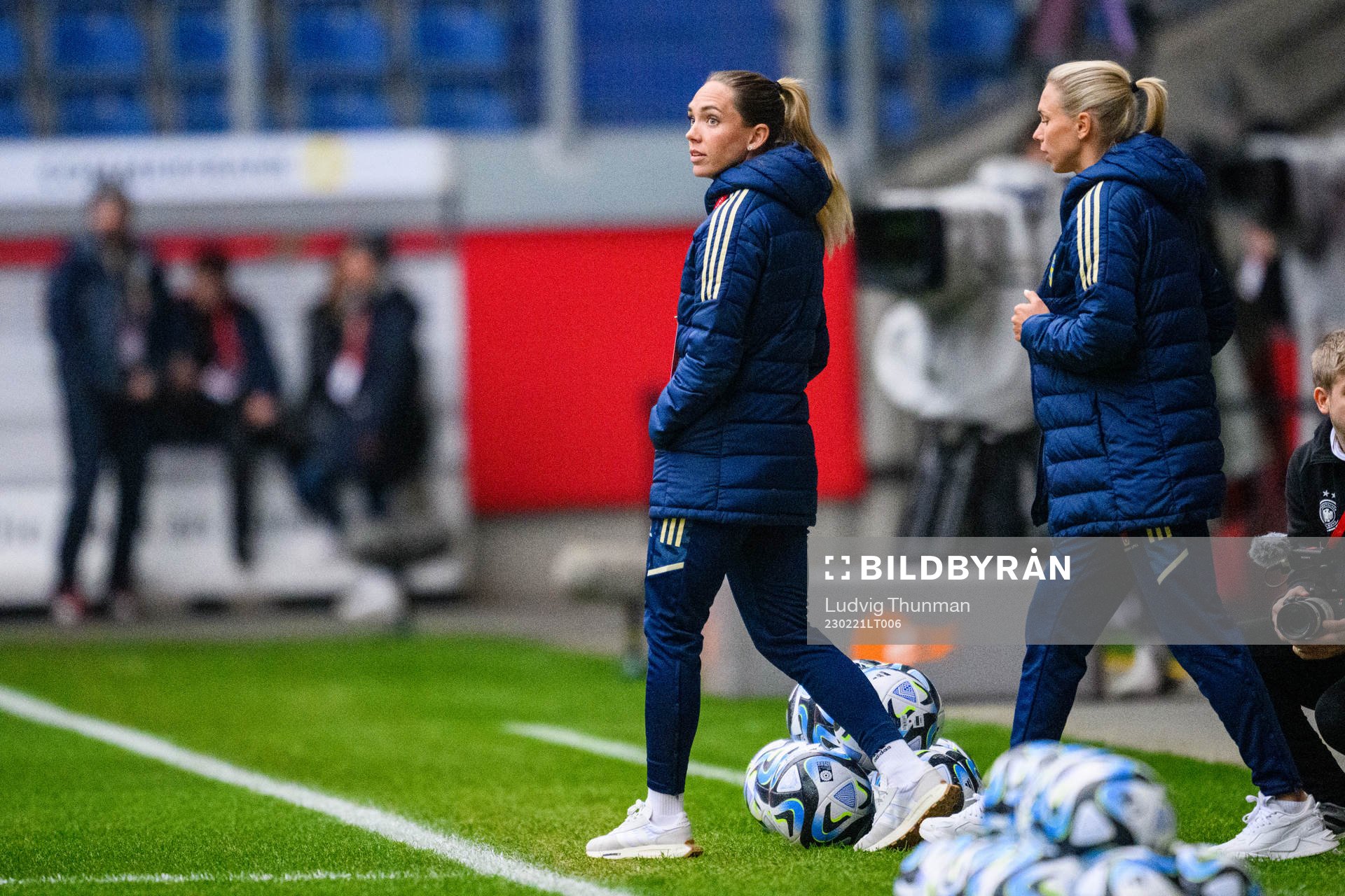Elin Rubensson of Sweden walks the pitch