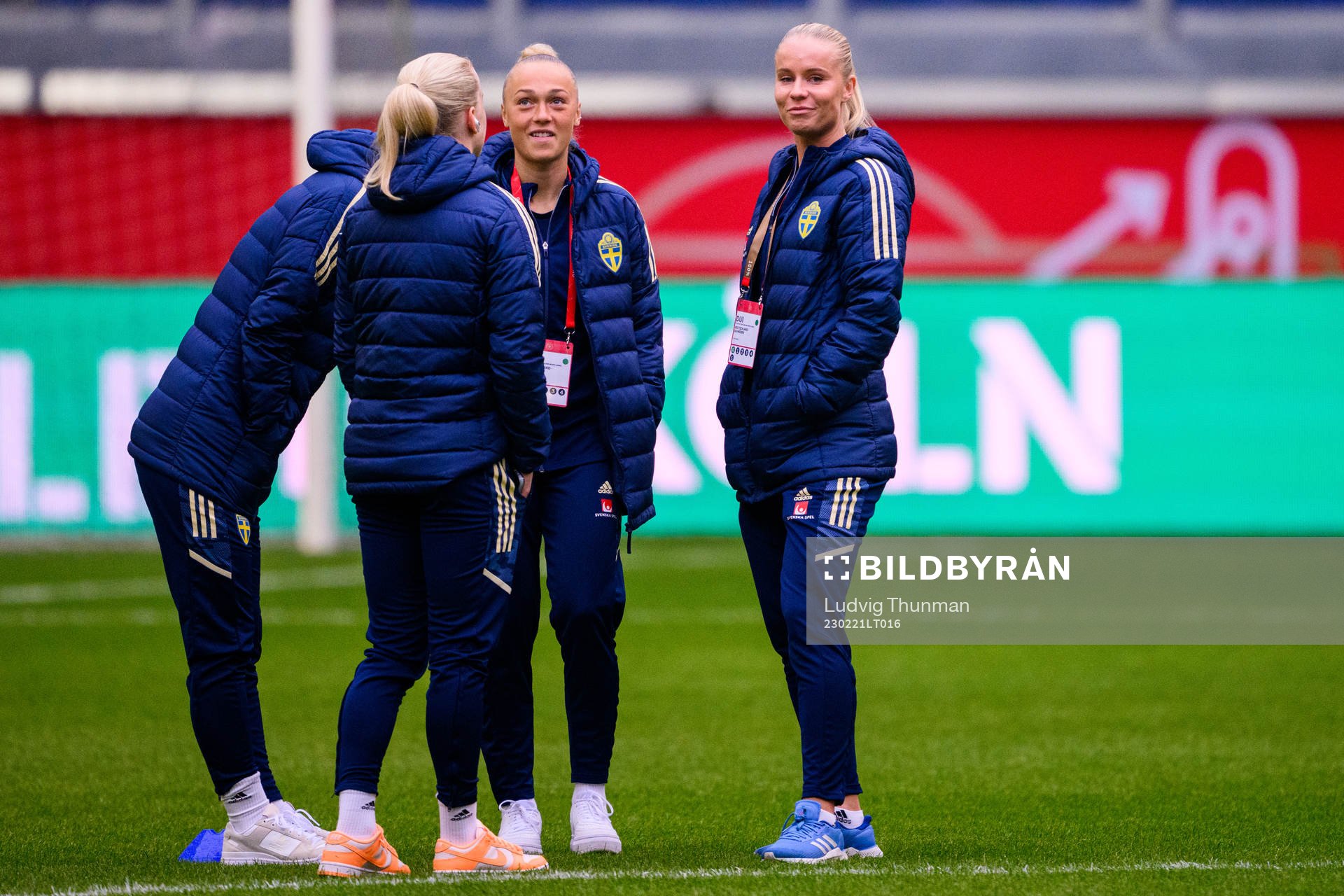 Hanna Bennison and Stina Lennartsson of Sweden walks the