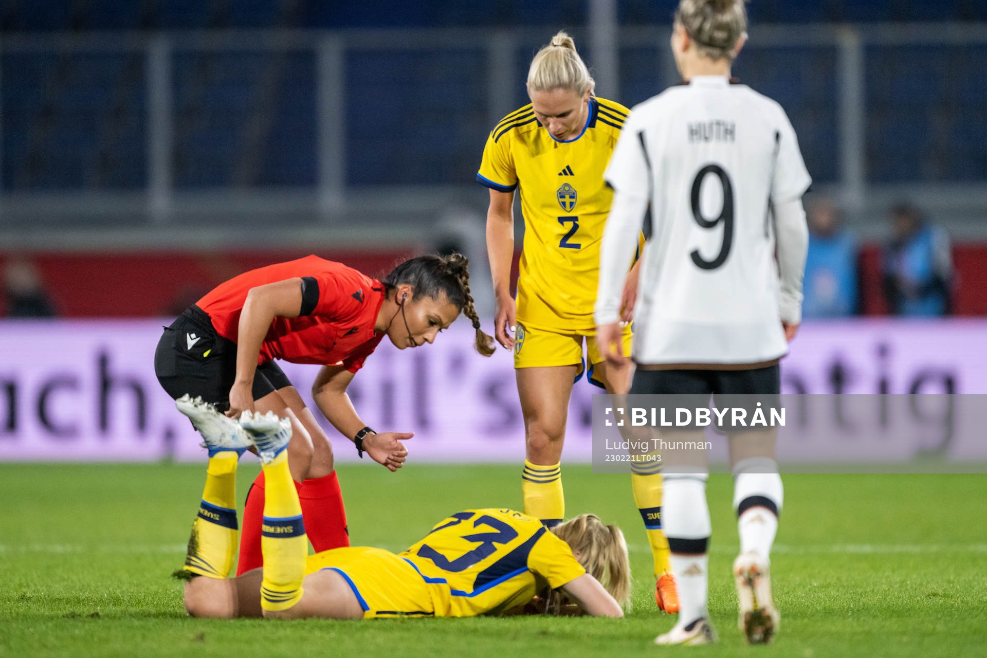Elin Rubensson of Sweden in pain