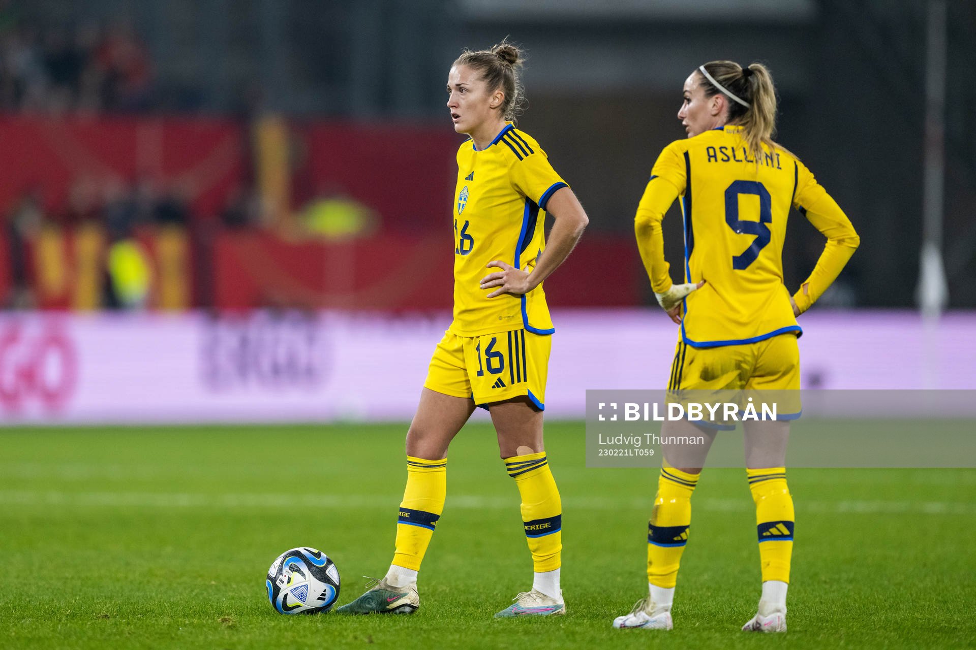 Filippa Angeldahl and Kosovare Asllani of Sweden