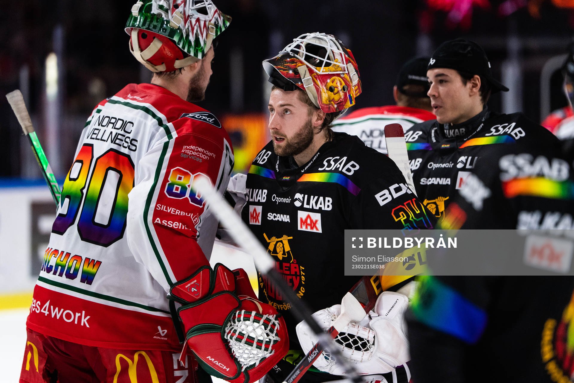 Frölundas målvakt Frederik Dichow och Luleås målvakt