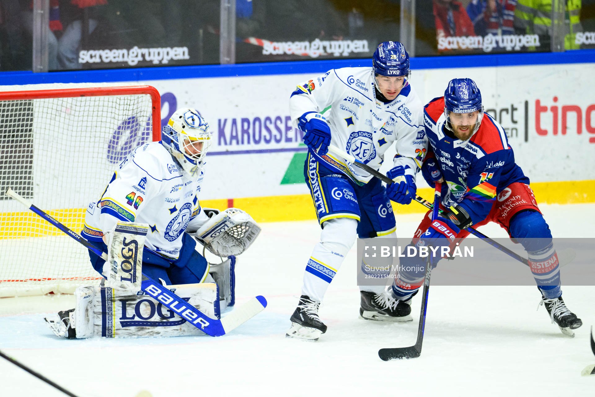 Leksands målvakt Mantas Armalis och Patrik Noren mot
