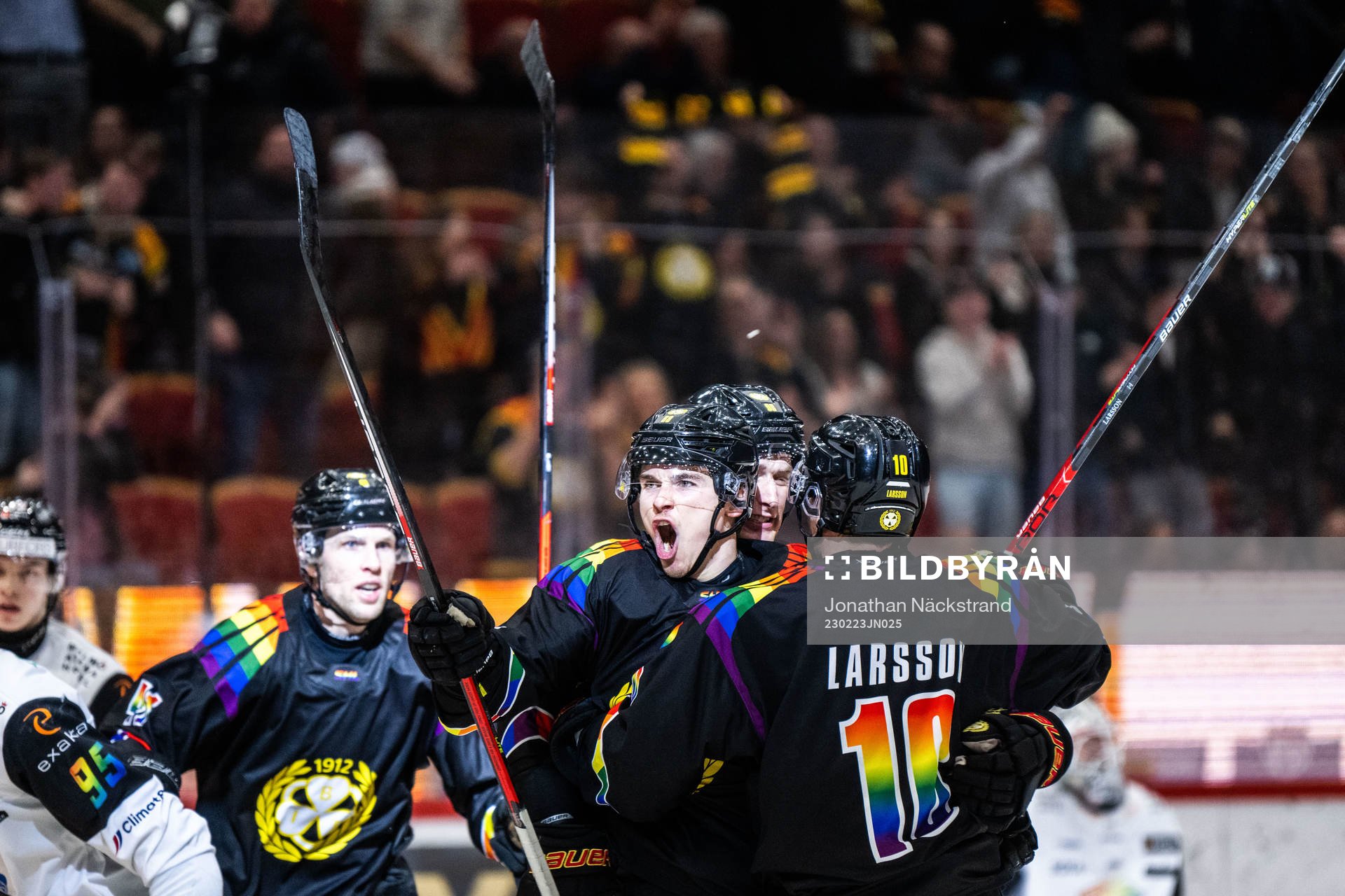 Brynäs Dmytro Timashov jublar med lagkamrater