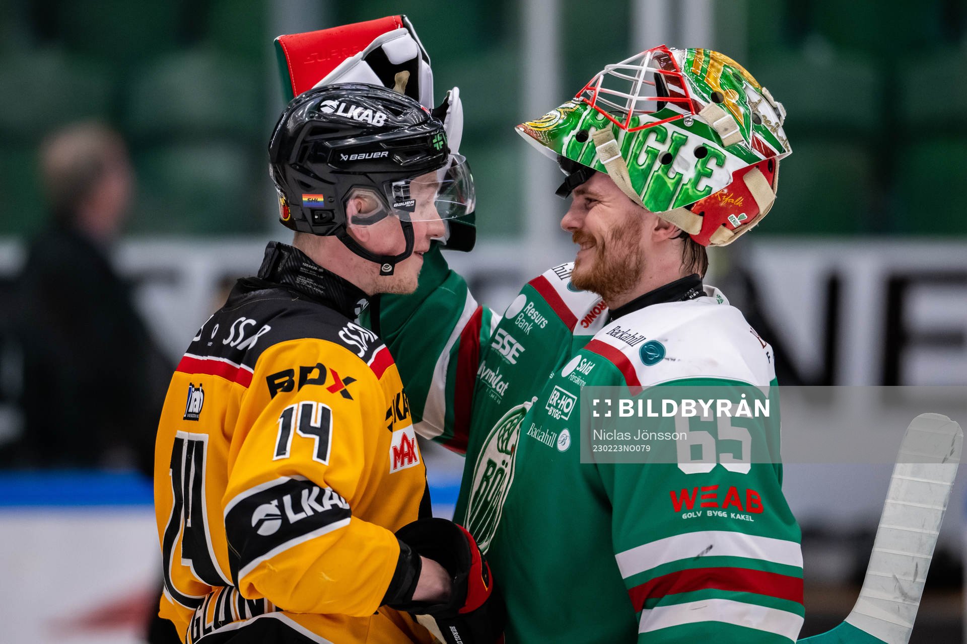 Luleås Jonas Berglund  och Rögles målvakt Christoffer
