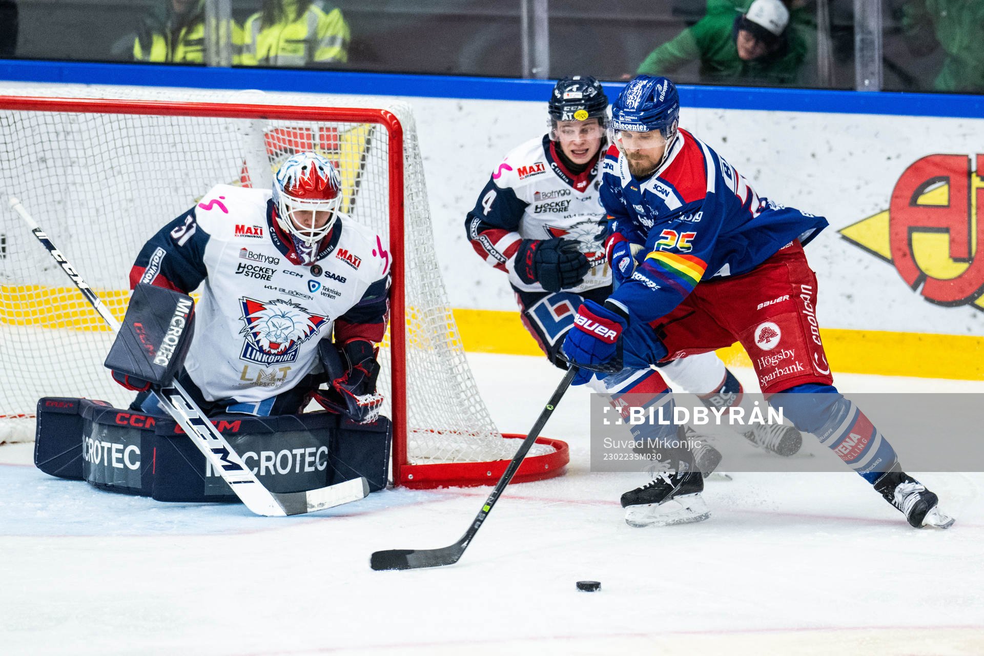 Linköpings målvakt Jesper Myrenberg och Mattias Hävelid