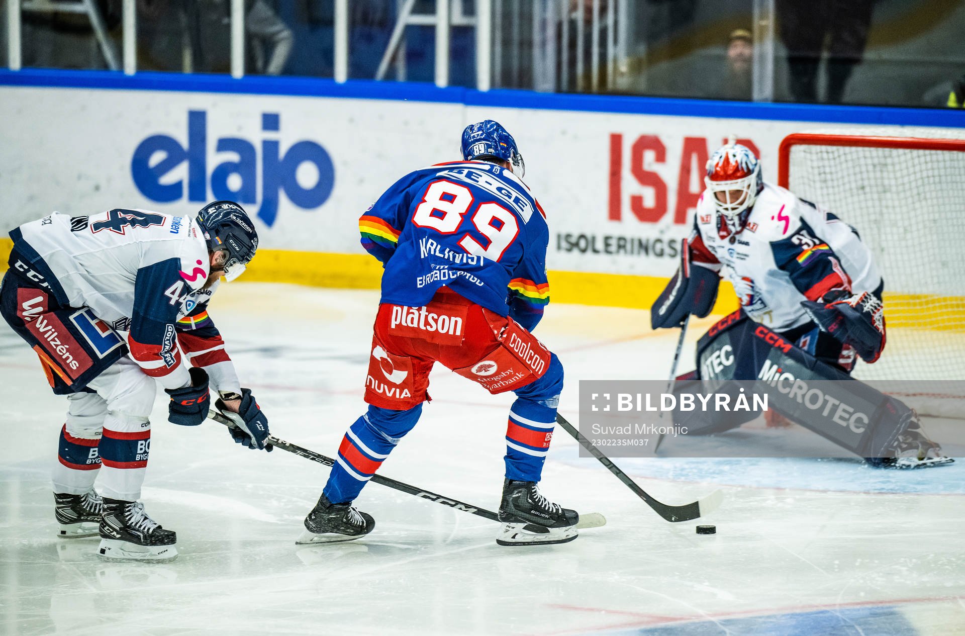 Linköpings Jonas Junland och målvakt Jesper Myrenberg mot