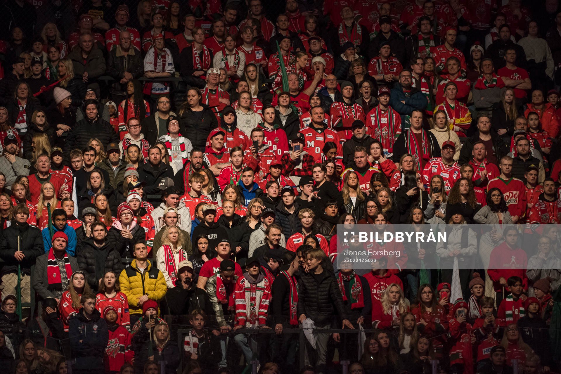 Modos supportrar innan ishockeymatchen i Hockeyallsvenskan