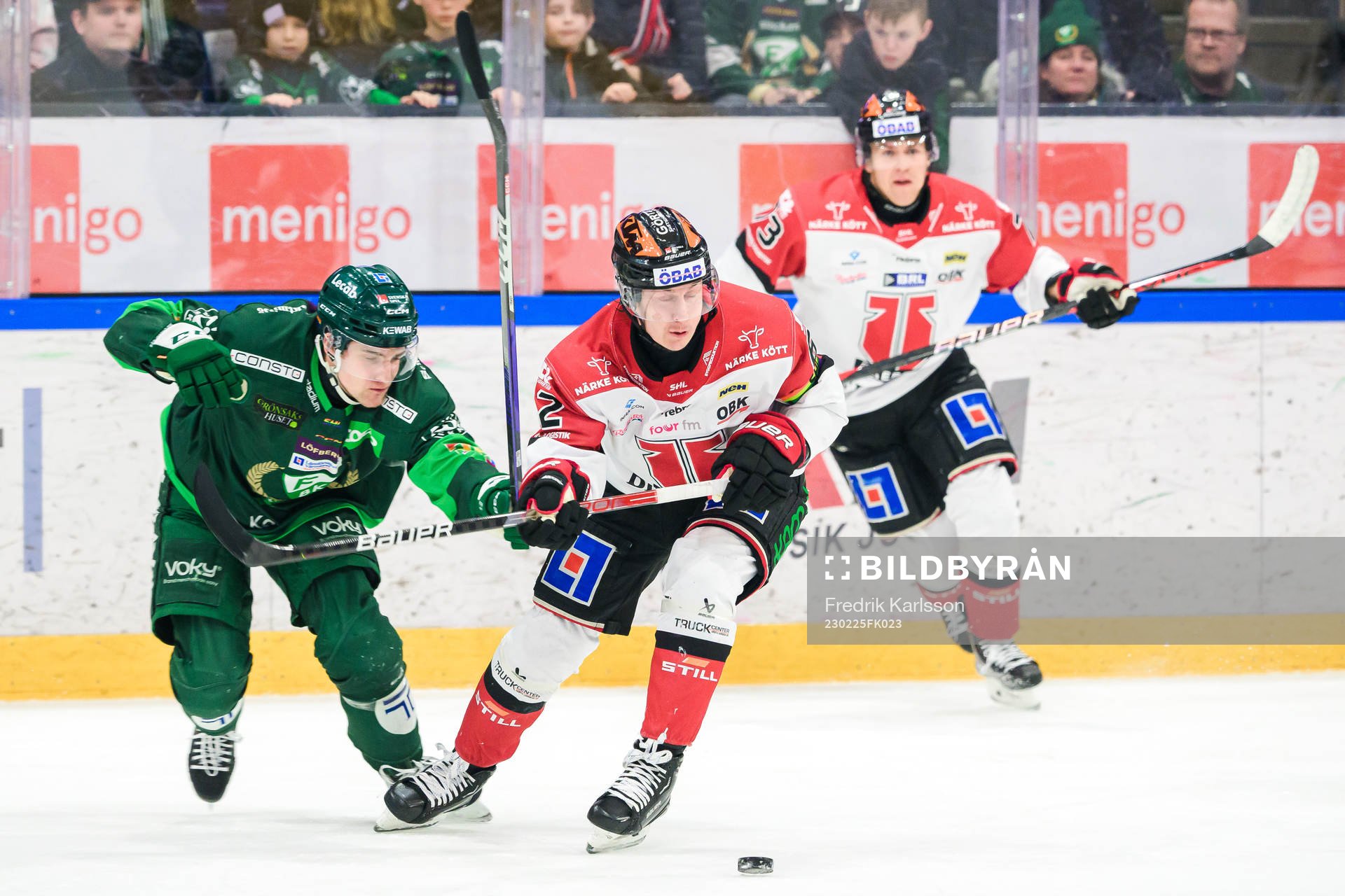 Färjestads Joel Nyström och Örebros Robert Leino