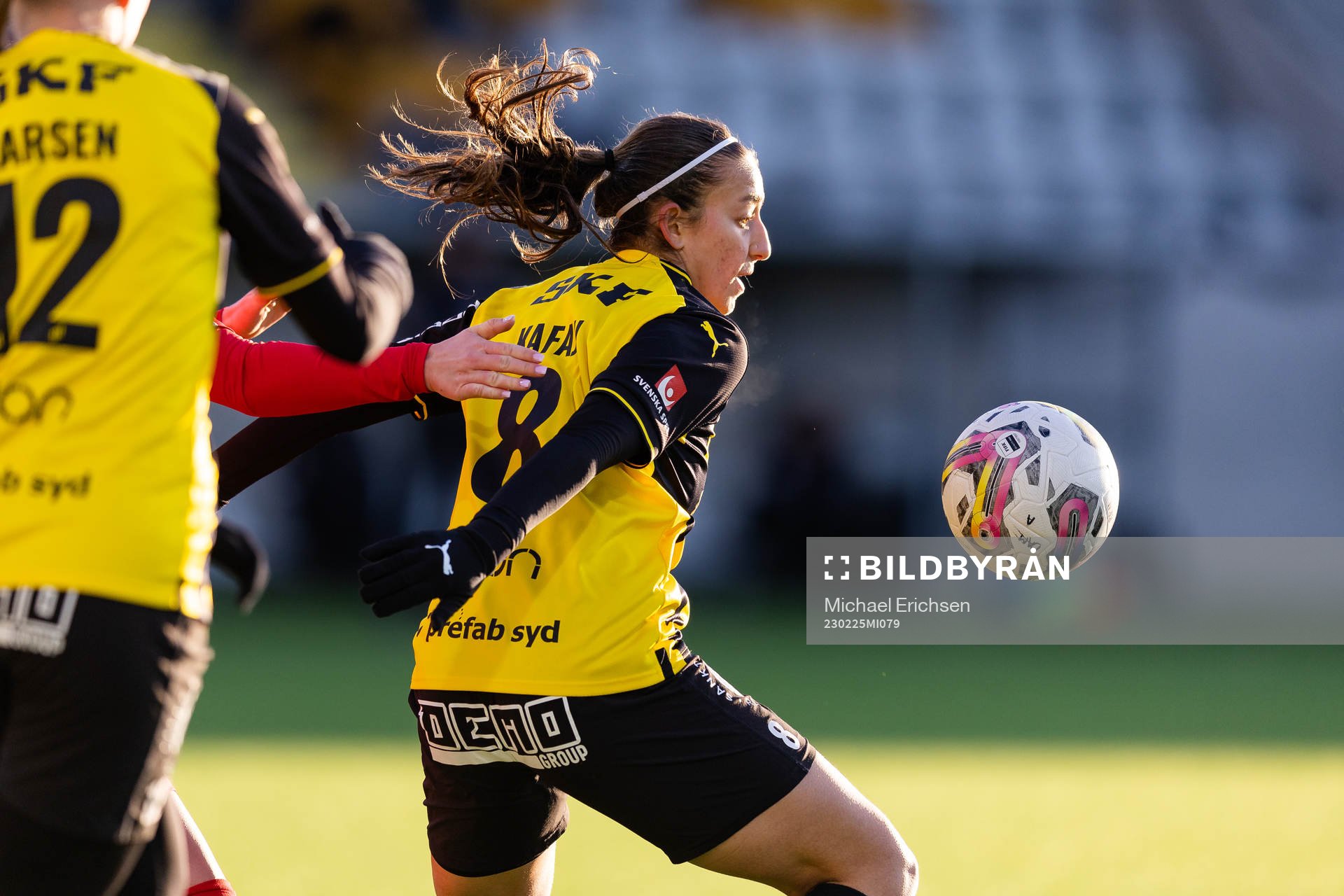 Häckens Rosa Kafaji under fotbollsmatchen i Svenska Cupen mellan Häcken och Örebro den 25 februari 2023 i Göteborg. 