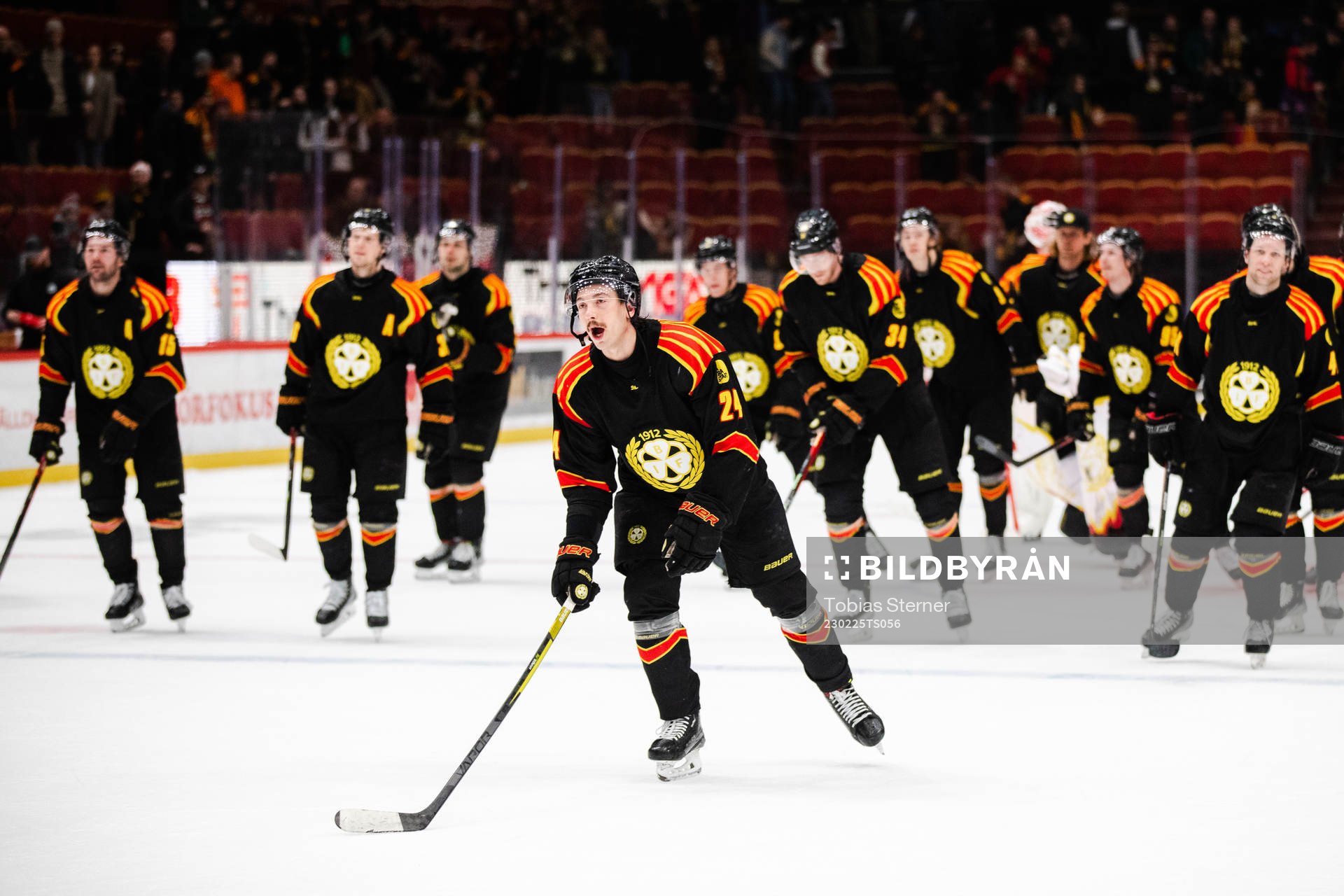 Brynäs Hannes Björninen och lagkamrater jublar