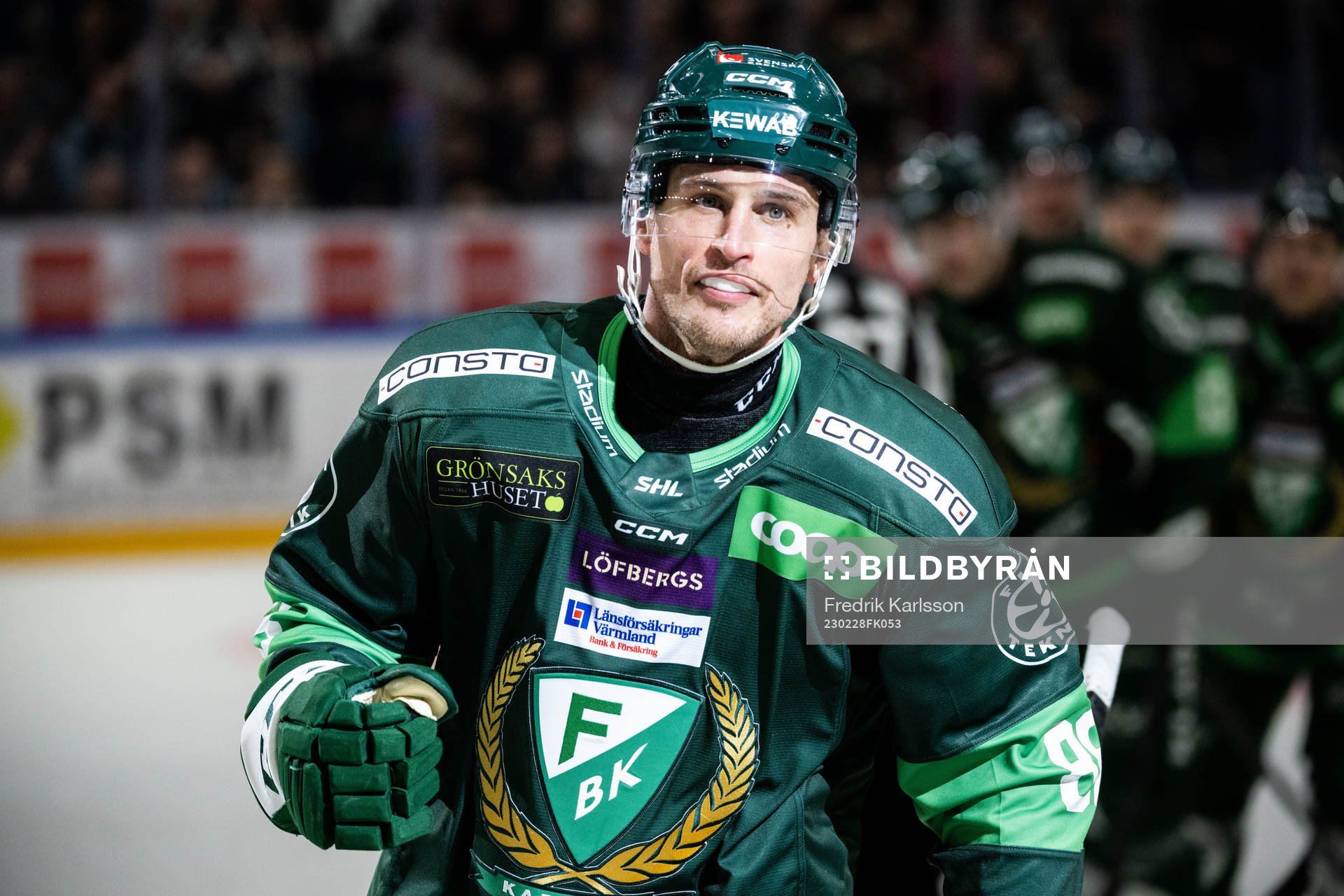 Färjestads Brandon Davidson jublar