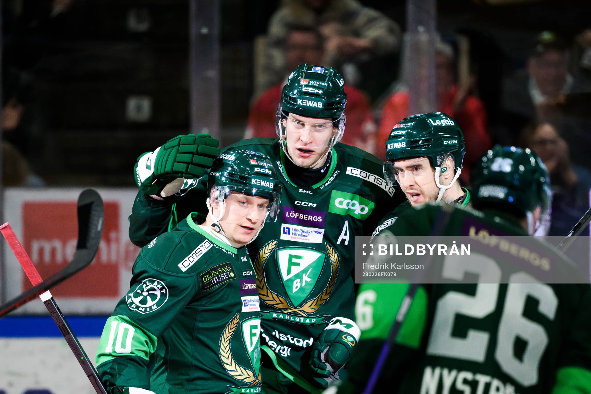 Färjestads Marcus Nilsson, Victor Ejdsell och Michael