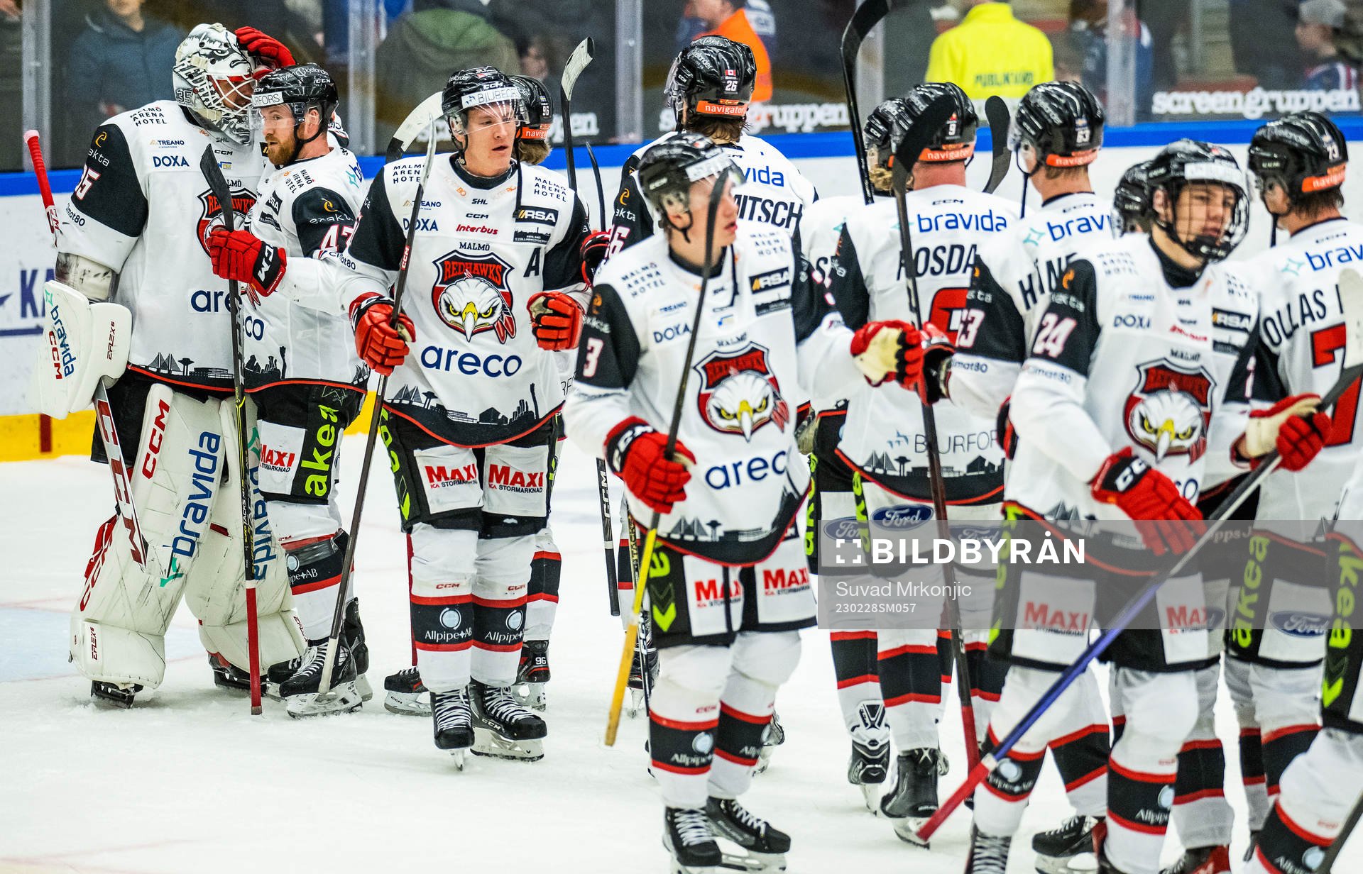 Malmö Redhawks spelare jublar