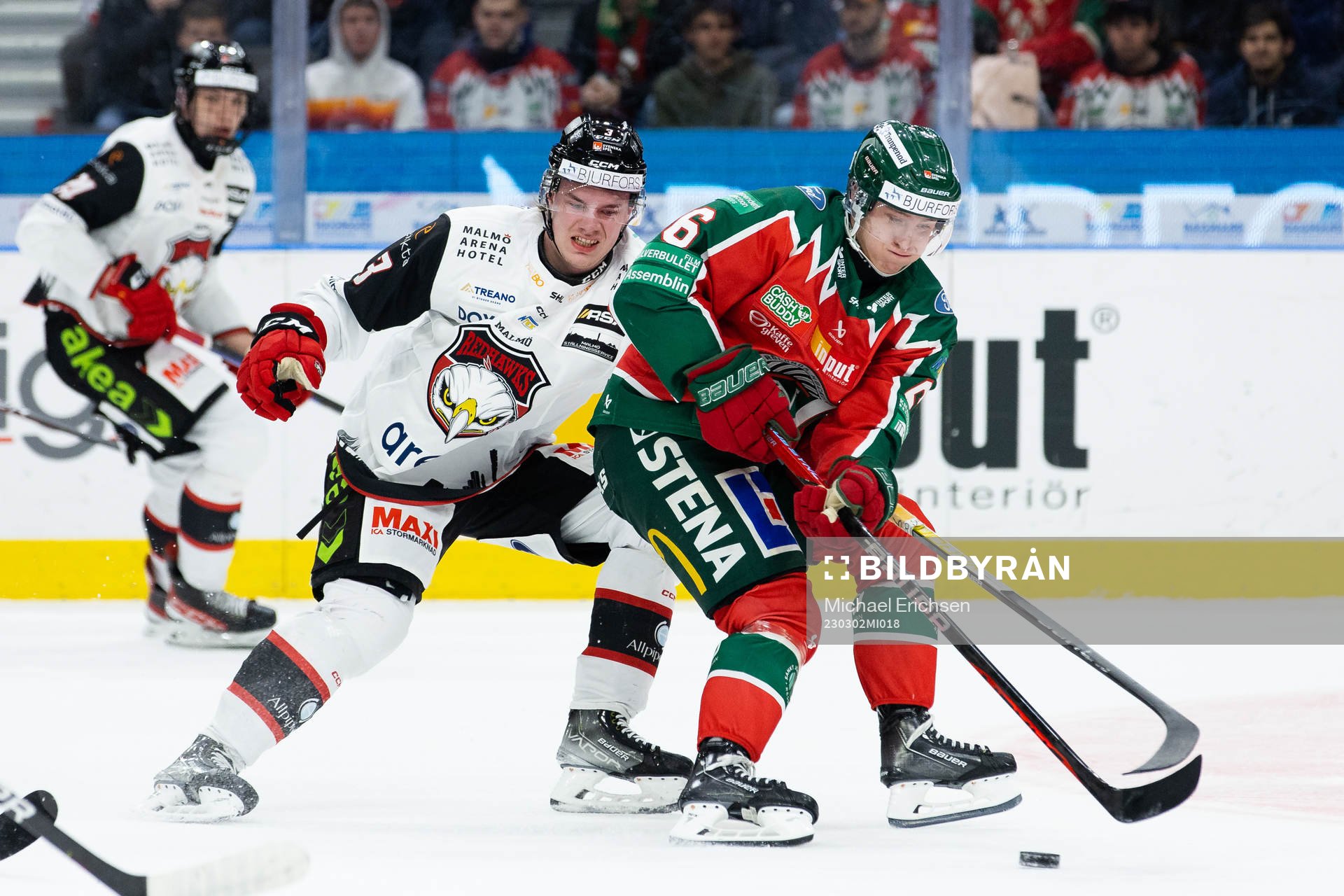 Malmö Redhawks Nuutti Viitasalo och Frölundas Filip Hasa
