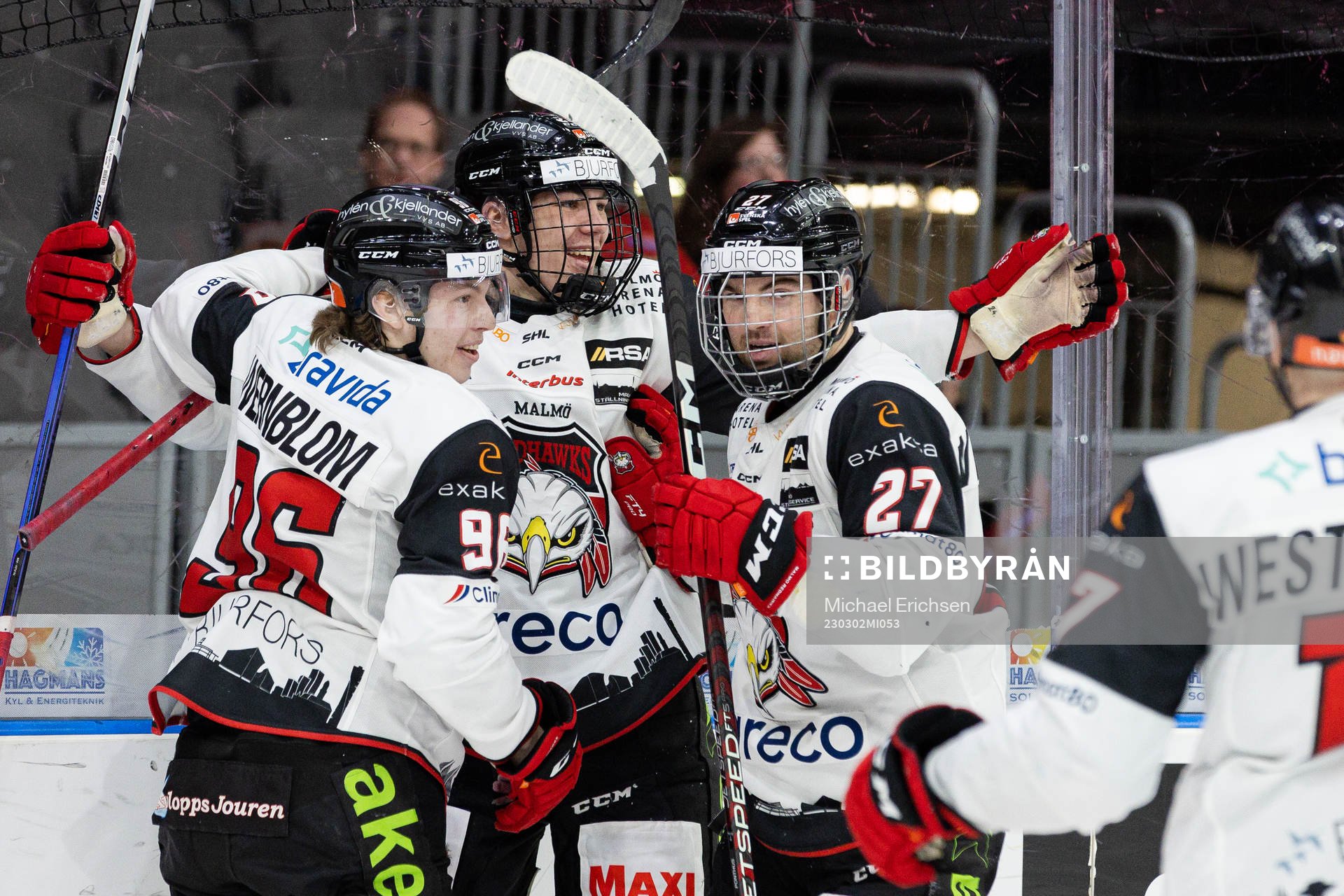 Malmö Redhawks Lukas Wernblom ,Anton Wahlberg och Ponthus